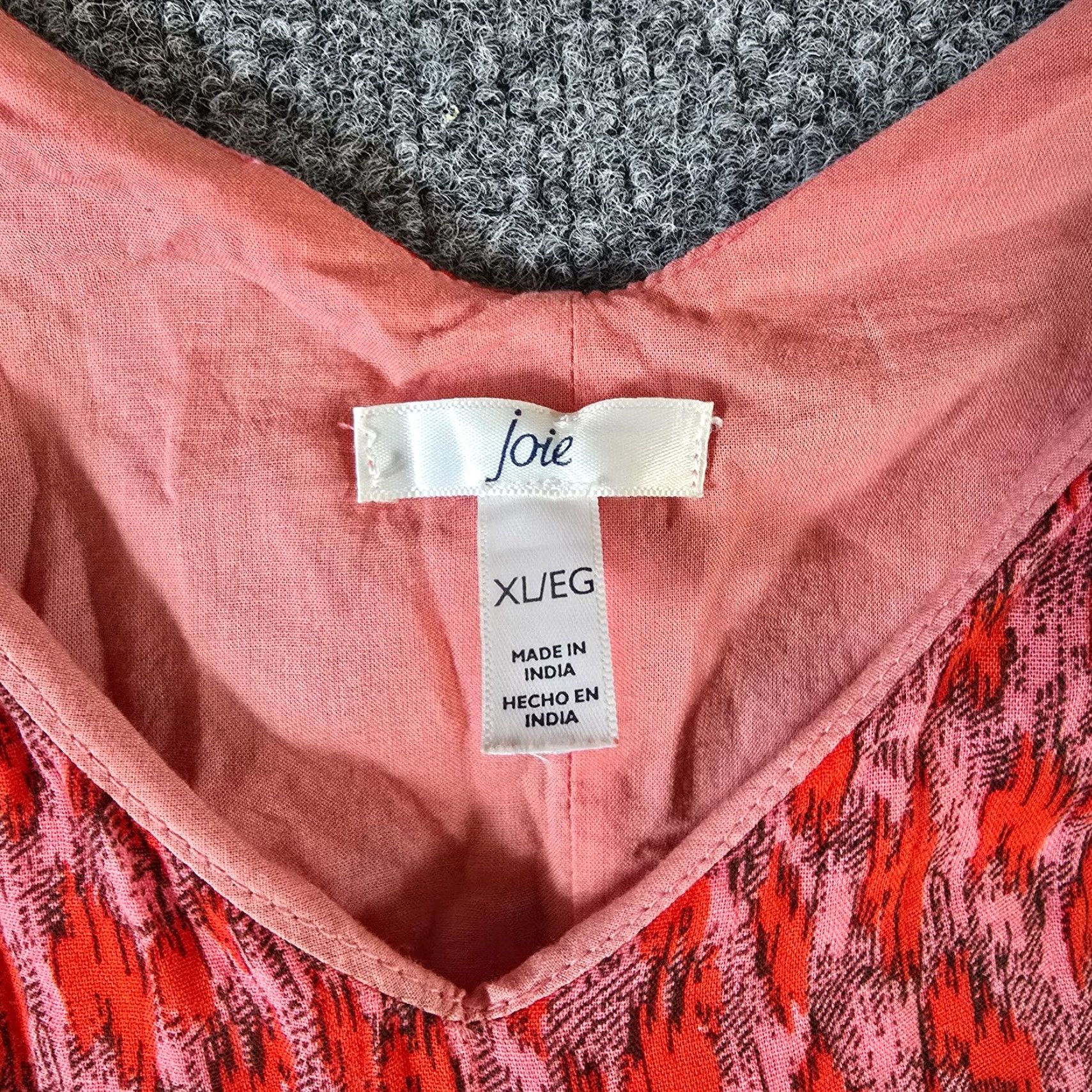 Joie Joie Dress Womens XL Red Tiered Midi Lined Western Casual Beachy Sundress Sleeveless V-Neck Pullover Geometric Pattern Size XL / US 12-14 / IT 48-50 - 4 Thumbnail
