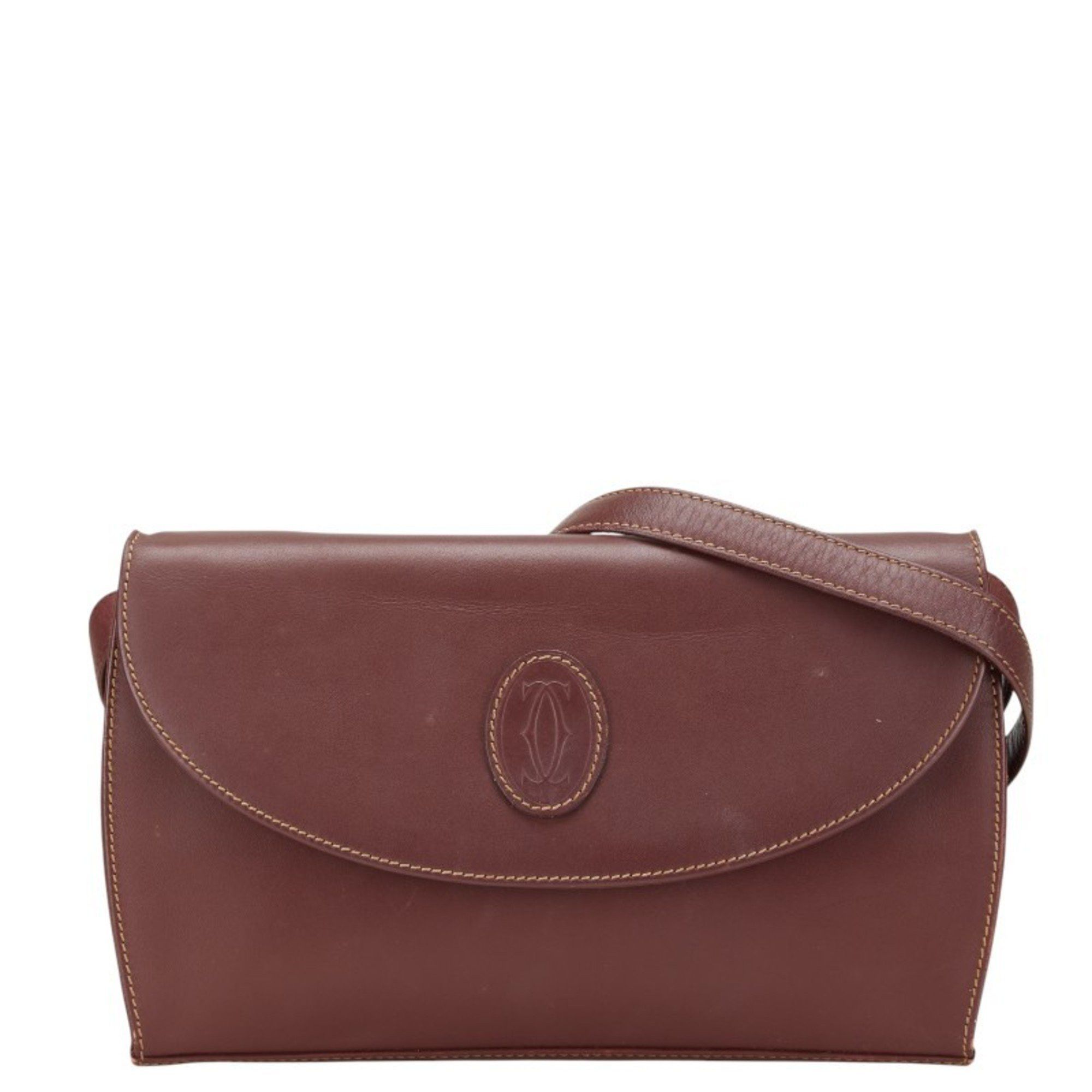Cartier Cartier Must Line Shoulder Bag Wine Red Bordeaux Leather Women's CARTIER Size ONE SIZE - 1 Thumbnail