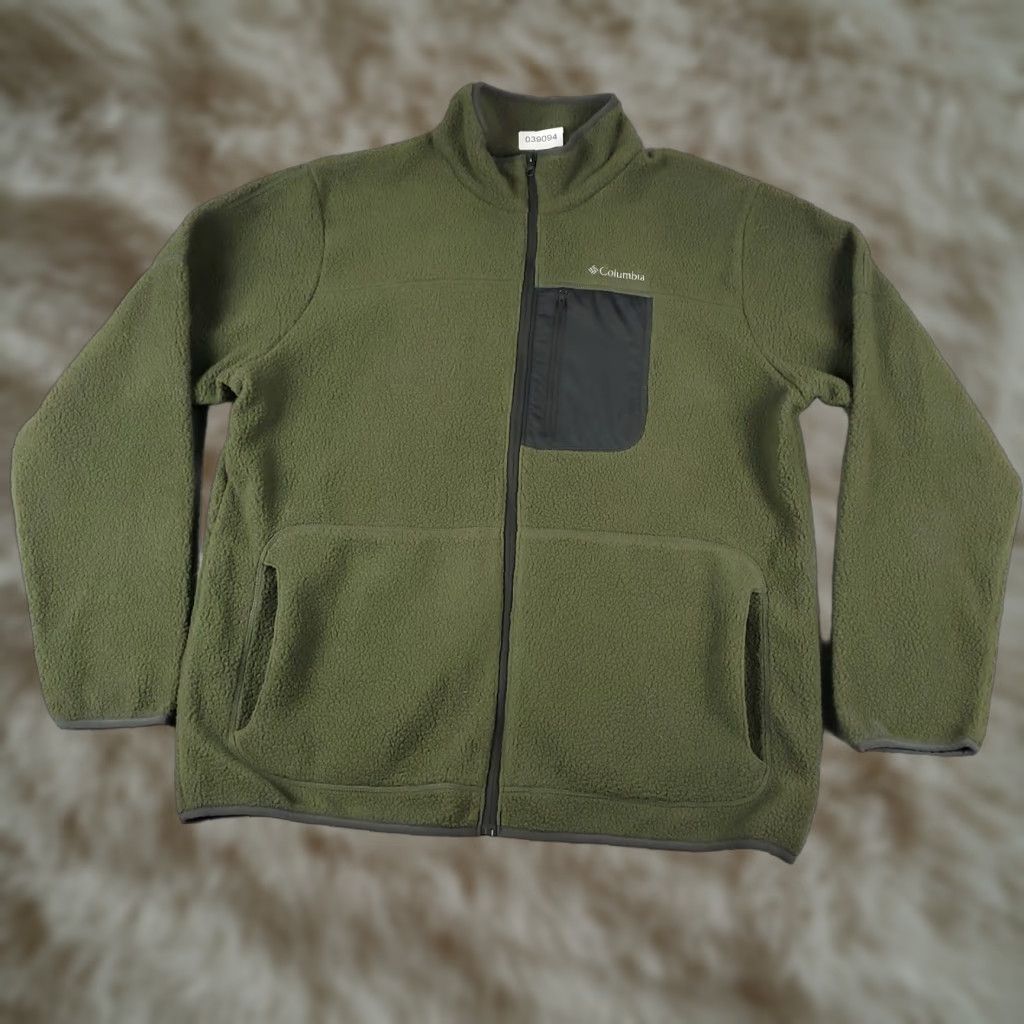 Vintage Columbia Sweater Full Zip Mens XL Green Fleece Outdoors Mock Neck Size US XL / EU 56 / 4 - 1 Thumbnail