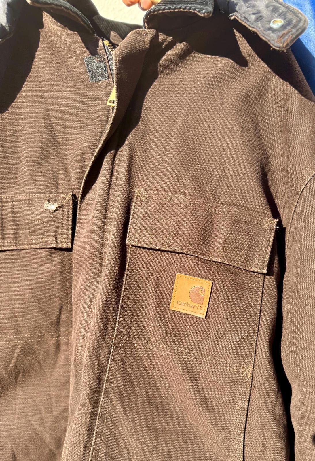 Carhartt Vtg Brown Carhartt Arctic Jacket Quilt Lined Coat Hood XL Size ONE SIZE - 3 Thumbnail