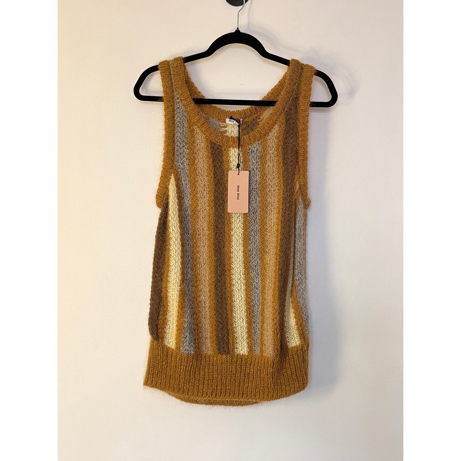 Miu Miu Miu Miu NWT 2019 Mohair Sweater Vest Striped Size S / US 4 / IT 40 - 1 Thumbnail