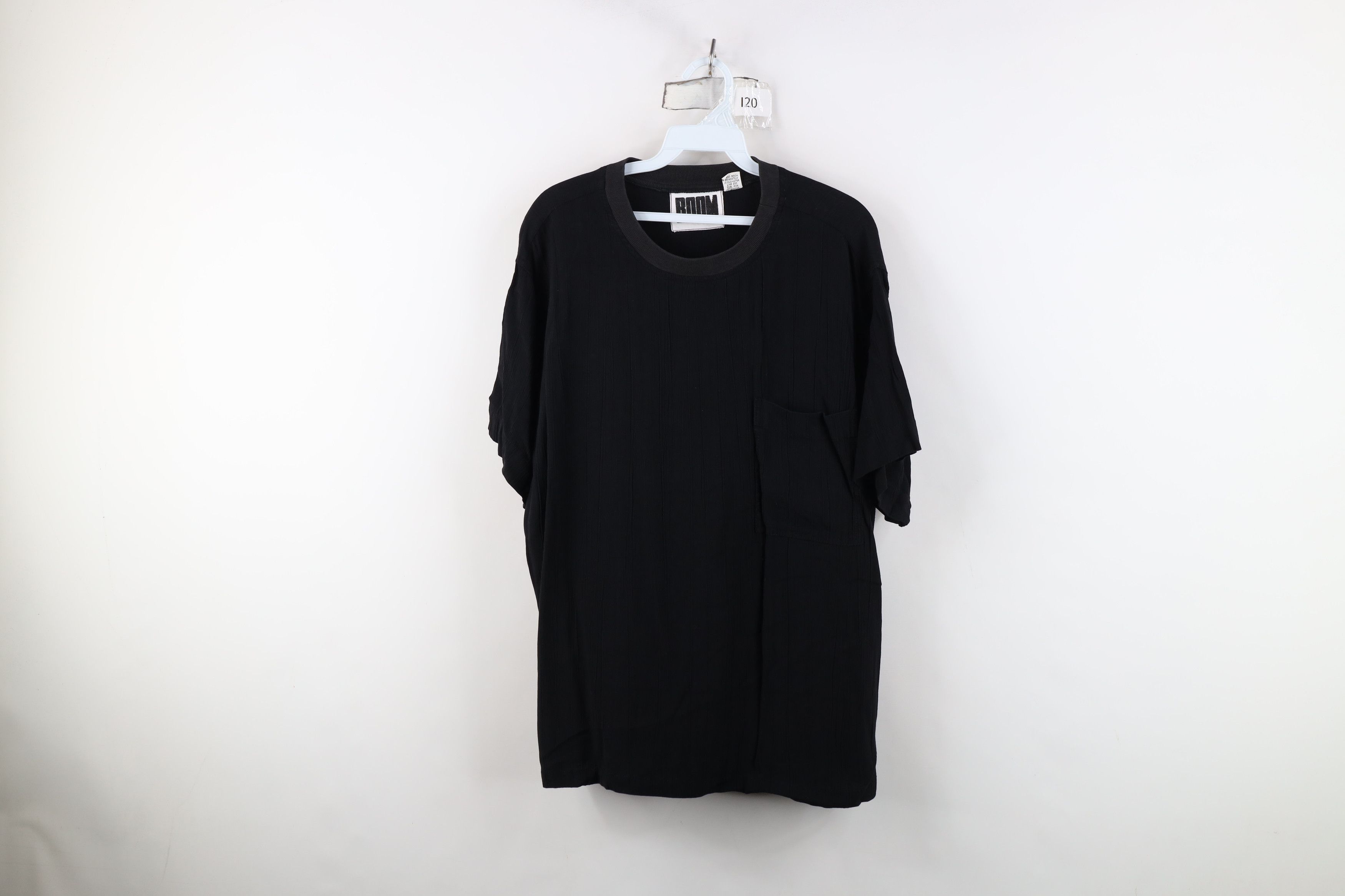 Vintage Vintage 90s Streetwear Gauzy Rayon Knit Pocket T-Shirt Black Size US M / EU 48-50 / 2 - 1 Thumbnail