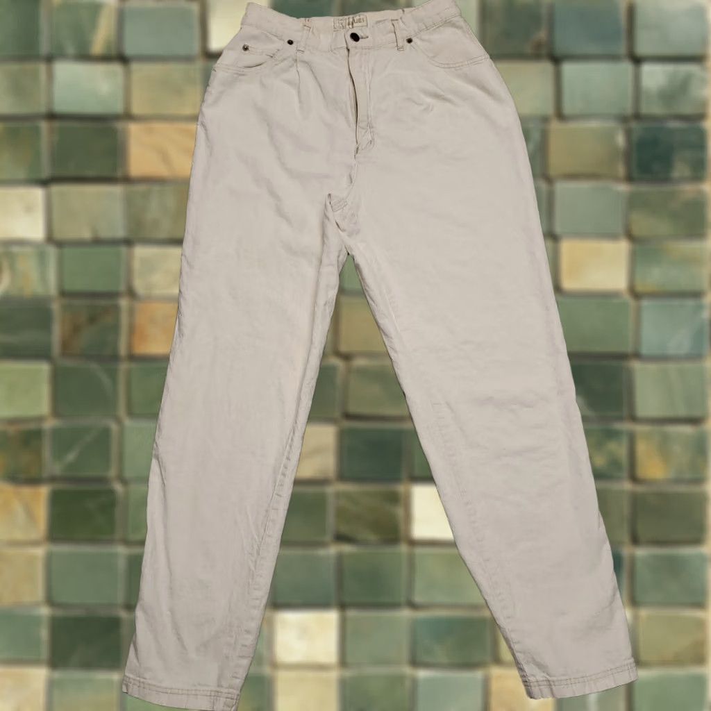Vintage VINTAGE Id Blues VTG Linen Blend Pants Women 12 White Taper Leg Pleated Front 90s Y2K Casual Womens Size 34" / US 12 / IT 48 - 1 Thumbnail