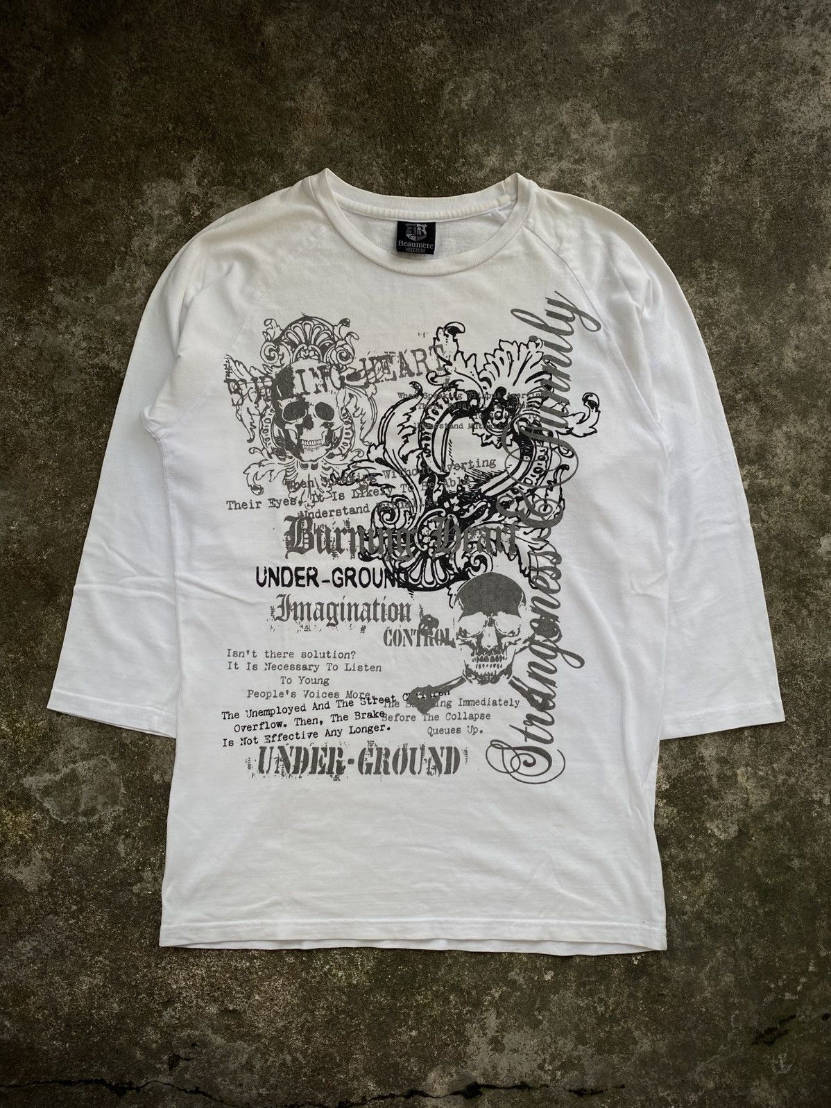 Japanese Brand BEAUMERE UNDERGROUND POEM SKULL RAGLAN SHIRT Size US M / EU 48-50 / 2 - 1 Thumbnail