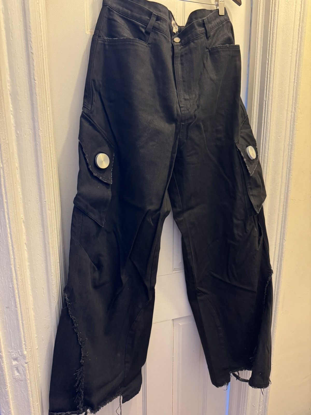 CMMAWEAR Cmmawear Gaia Denim Cargo Trousers Sz L Black | Grailed