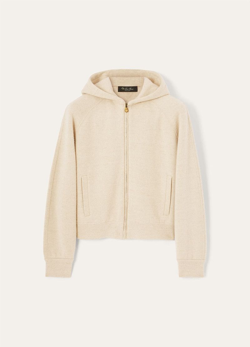 Loro Piana o1srvl11e0526 FAO9112 Brienno Hooded Bomber Jacket in Ecru Size M / US 6-8 / IT 42-44 - 1 Thumbnail