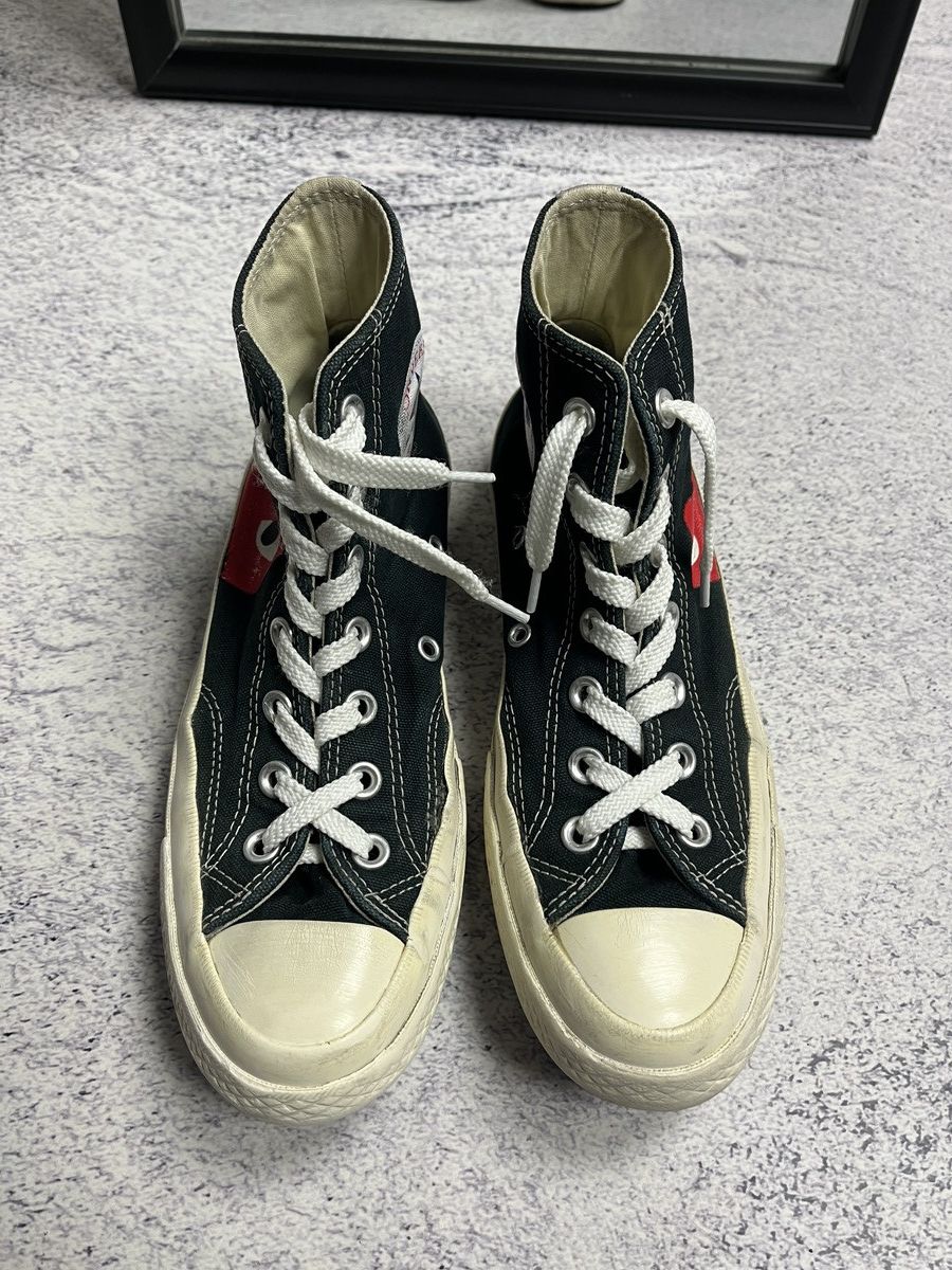 Comme des Garcons × Comme des Garcons PLAY × Converse Comme Des Garcons x Converse Black Hi-Top Hearth Sneakers Size US 7 / IT 37 - 5 Thumbnail