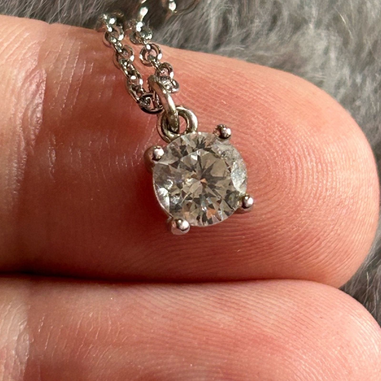 Jewelry Prong set open setting round cz pendant on chain necklace Size ONE SIZE - 2 Thumbnail