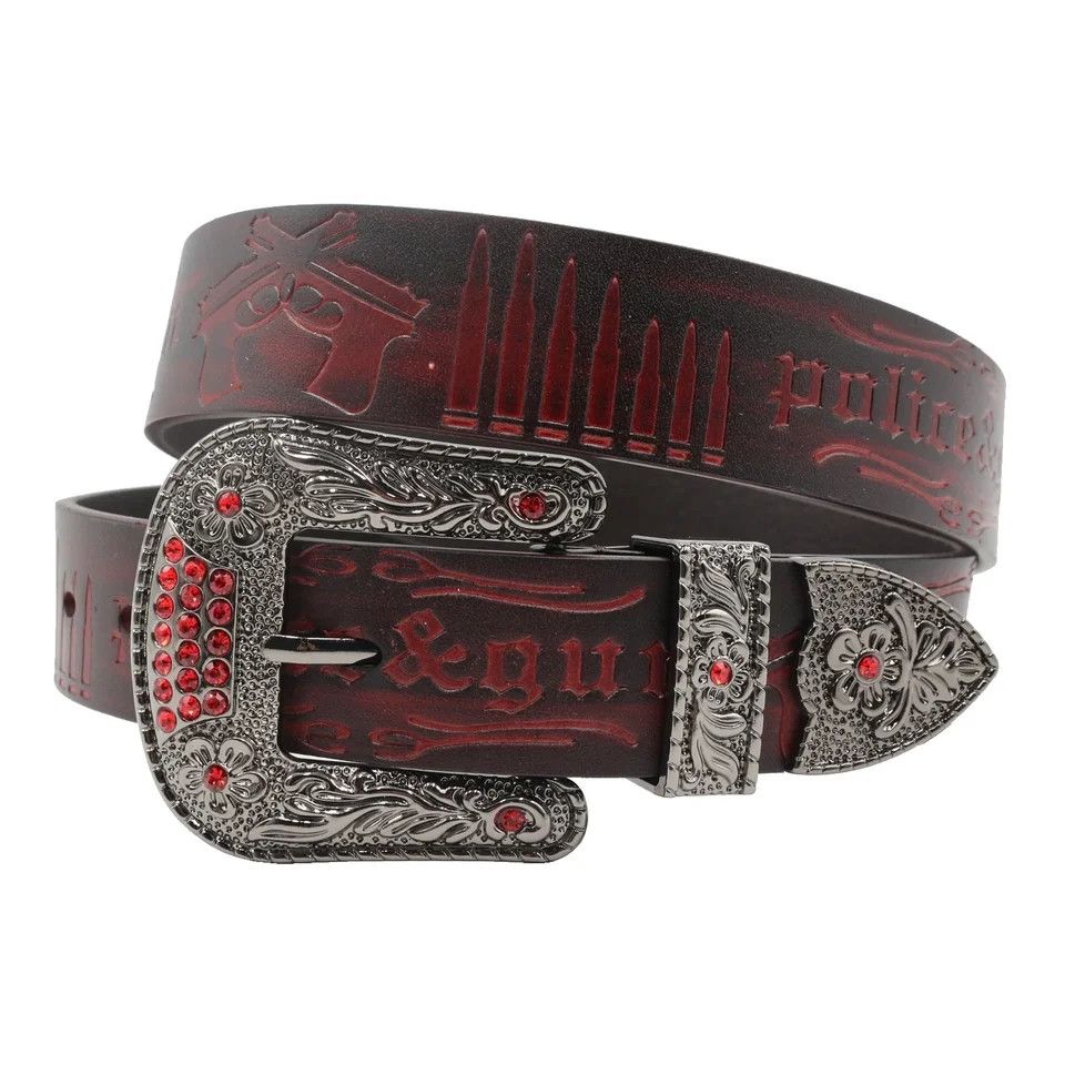 Japanese Brand Cowboy gun & bullet embossed design belt Size ONE SIZE - 5 Thumbnail