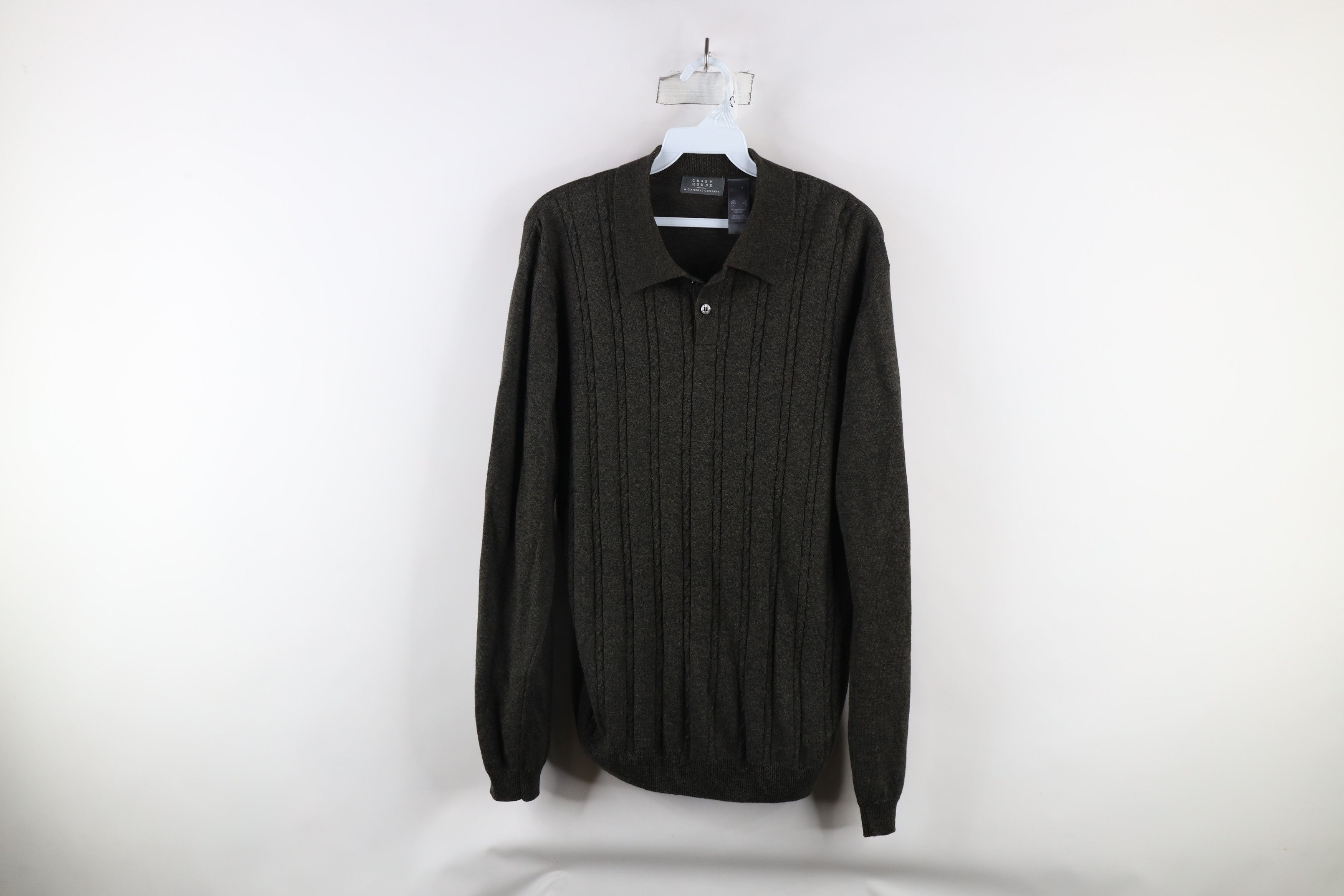 Vintage Vintage 90s Streetwear Cable Knit Collared Pullover Sweater Size US S / EU 44-46 / 1 - 1 Thumbnail