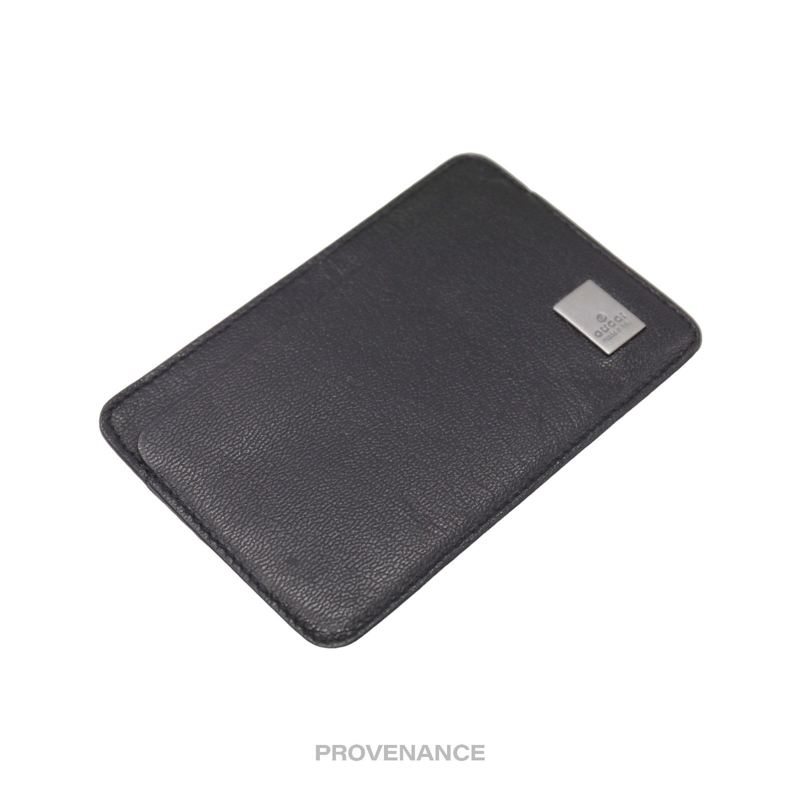 Gucci 🔴 Gucci Placard Logo Card Holder Wallet - Black Leather Size ONE SIZE - 3 Thumbnail