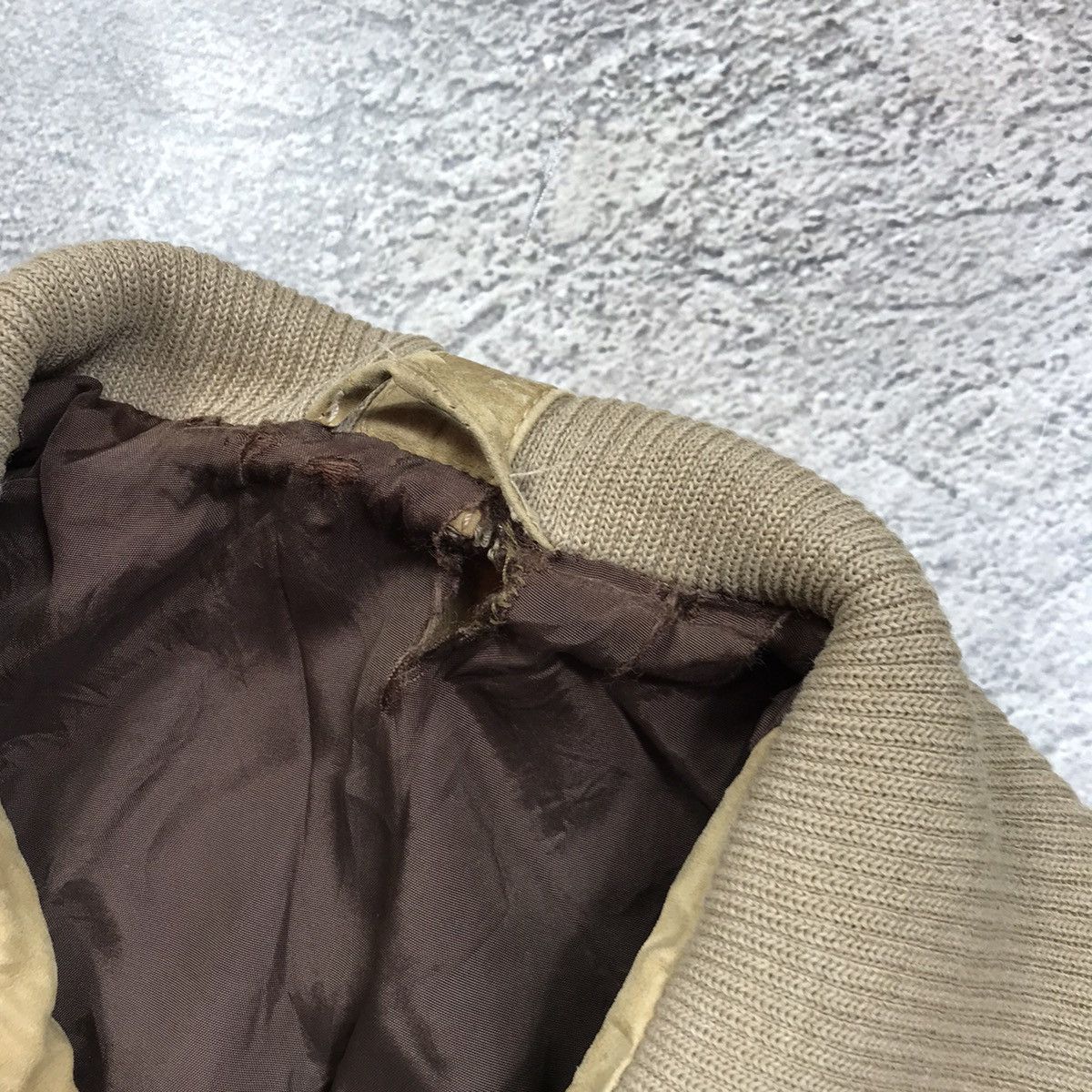 Vintage Vintage 90s Tan Bomber Jacket Baggy Streetwear Y2K Washed M Size M / US 6-8 / IT 42-44 - 4 Thumbnail