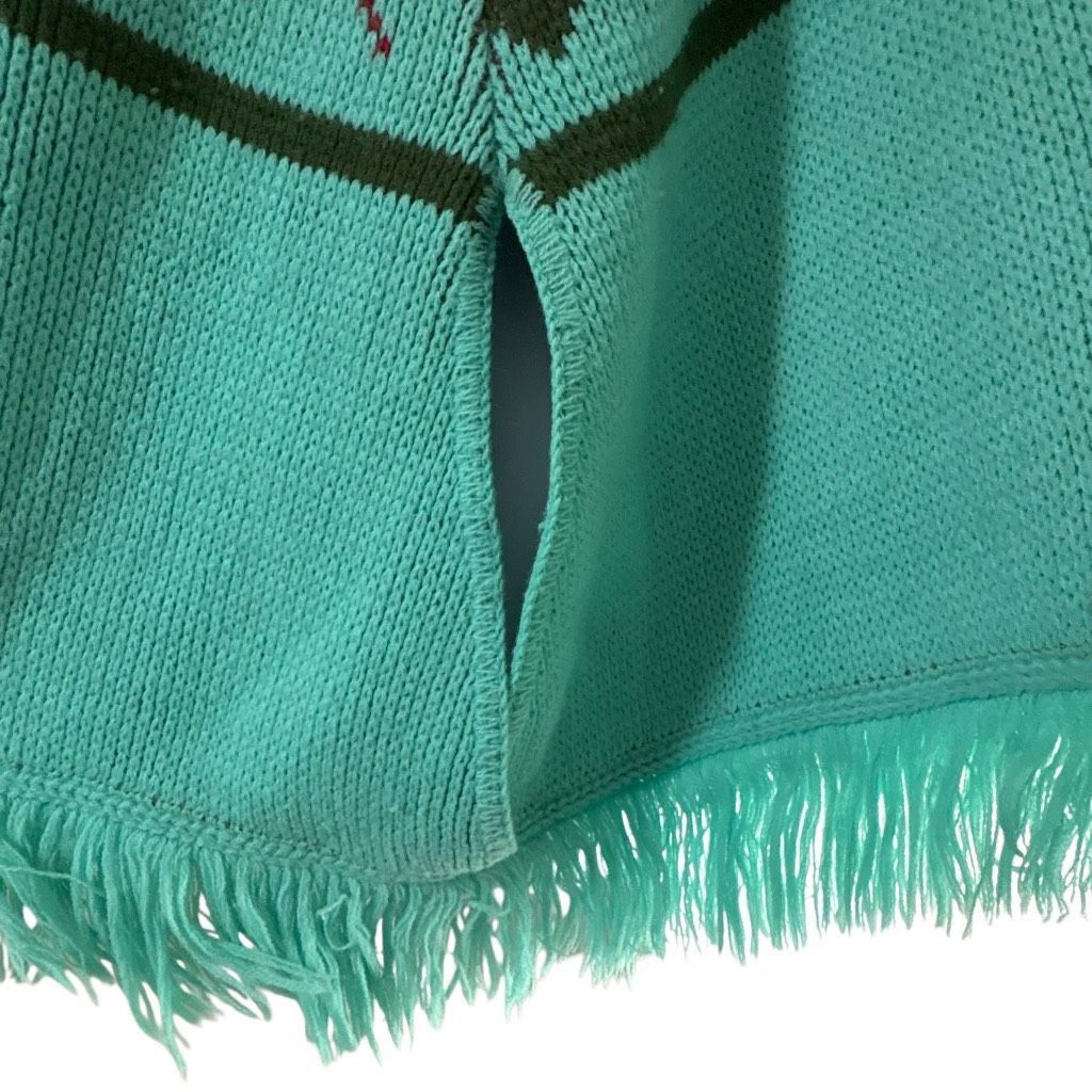 Vintage Vtg Carol Brent Teal Argyle Knit Cape Poncho Sweater 60s 70s Size M / US 6-8 / IT 42-44 - 4 Thumbnail