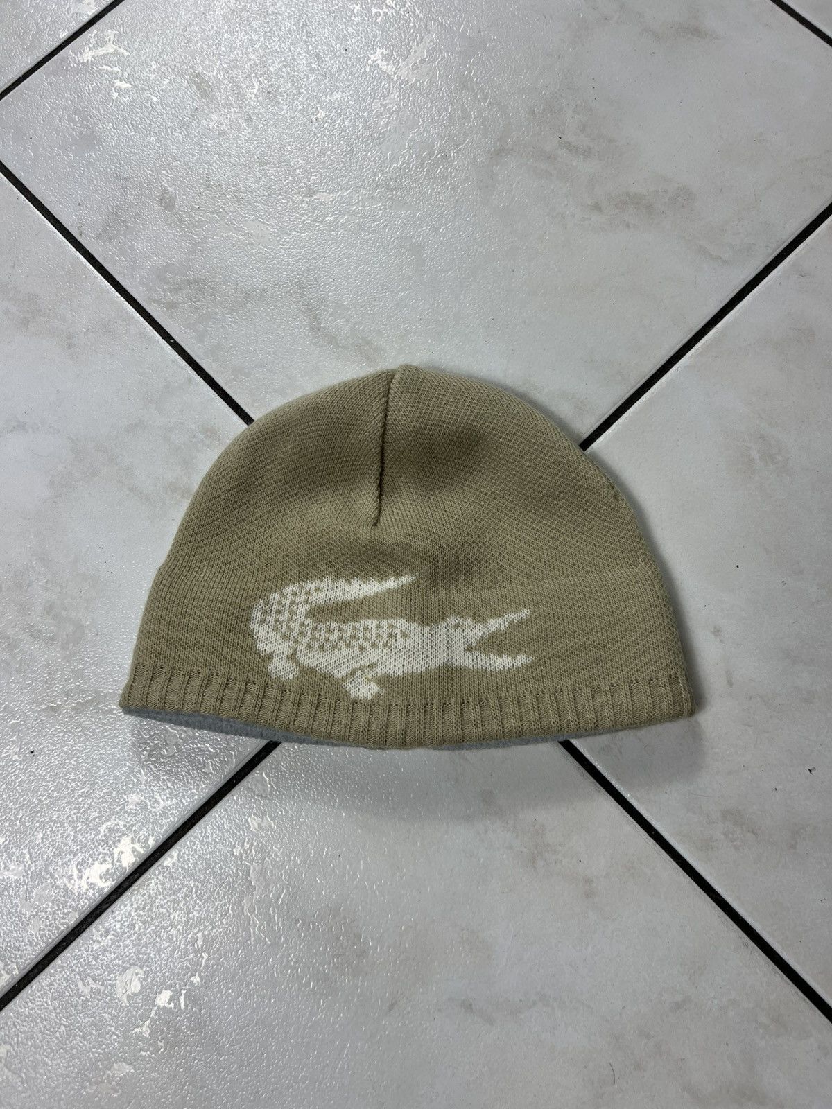 Lacoste Vintage Lacoste y2k big logo crocodile knit beanie hat drill Size ONE SIZE - 3 Thumbnail