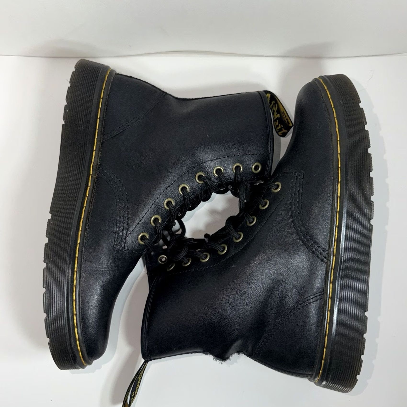 Dr. Martens Dr. Martens Women’s Size 8 Zavala High Top Boot TEAR RIP Punk 90s Leather Black Combat Ankle Lace Up Rubber Sole Menstrual? Size M / US 6-8 / IT 42-44 - 6 Thumbnail