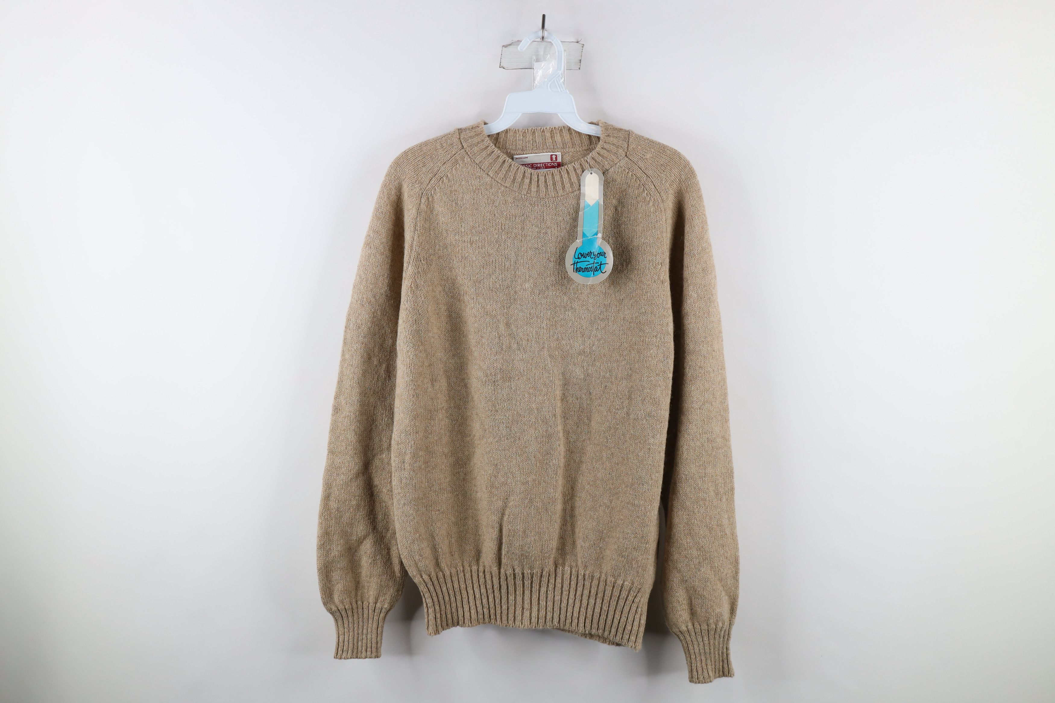 Deadstock Vintage 70s Streetwear Knit Sweater Beige USA