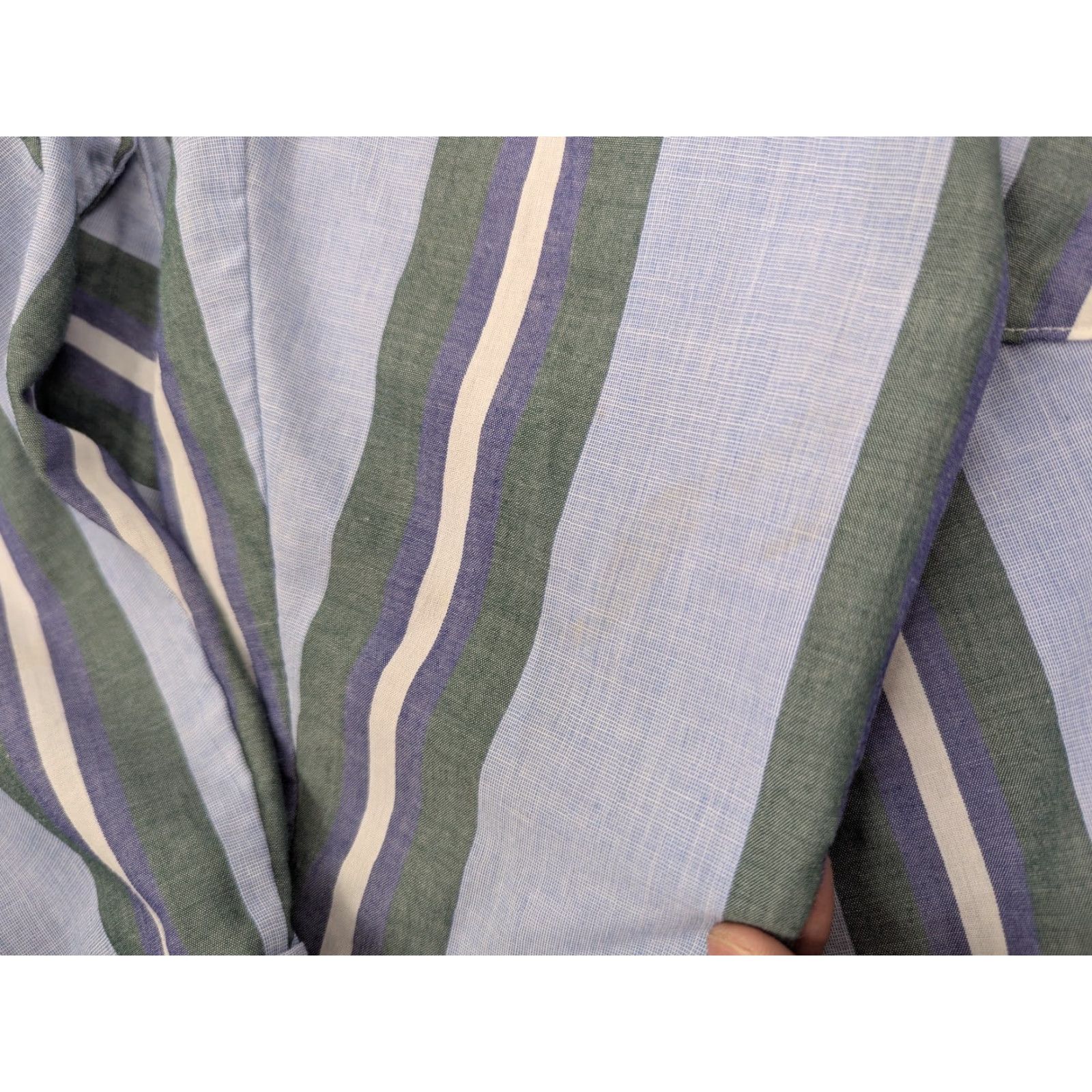 Wrangler VINTAGE Wrangler Western Pearl Snap Long Sleeve Stripe Shirt XL 17-17.5 Mens Button-Up, Blue Green, Cotton Polyester, 90s, Casual, Workwear, Travel Size US XL / EU 56 / 4 - 5 Thumbnail