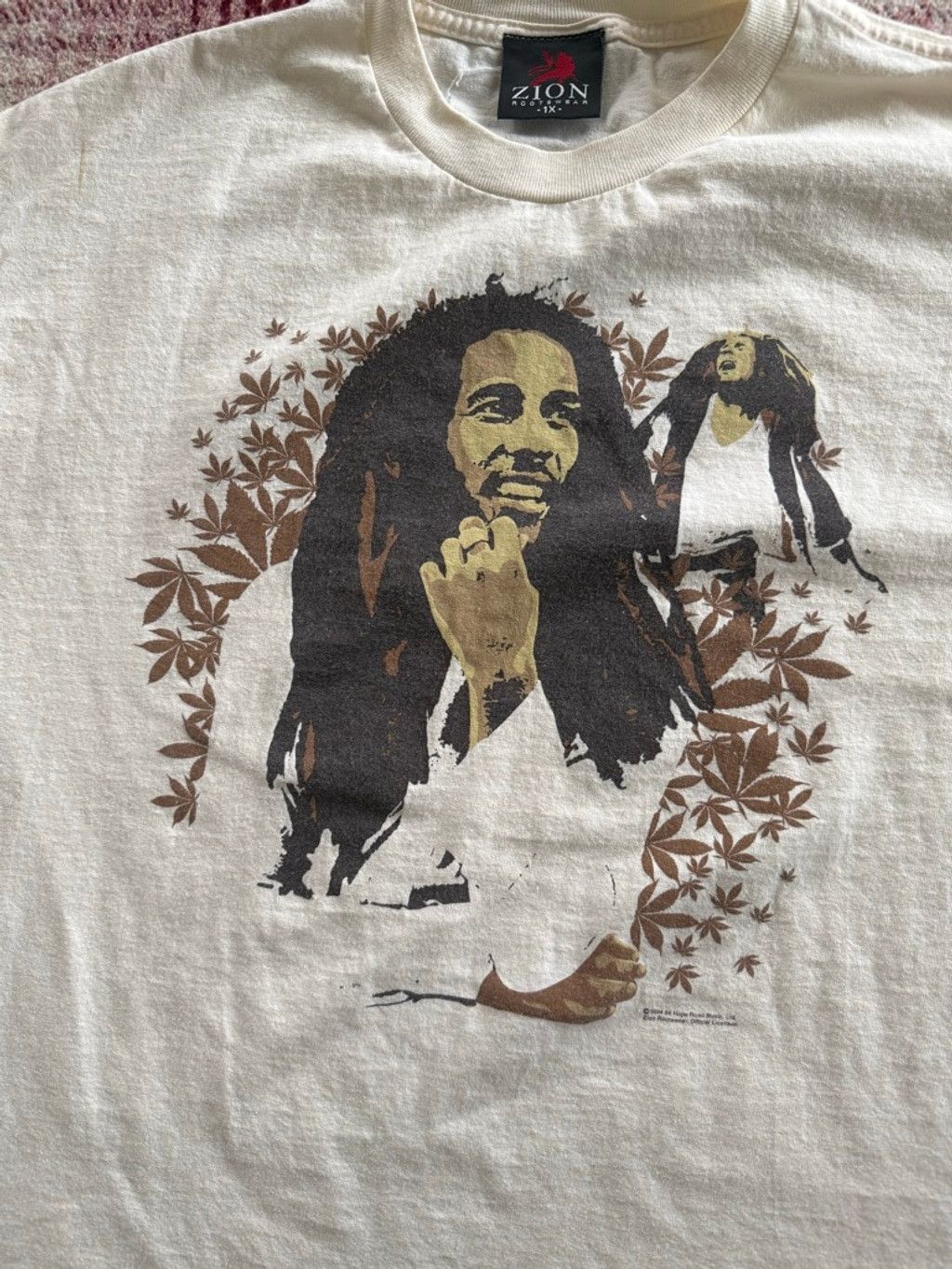 Zion Rootswear Zion Rootswear Bob Marley Graphic Tee XL Off-White Brown Size US XL / EU 56 / 4 - 2 Thumbnail