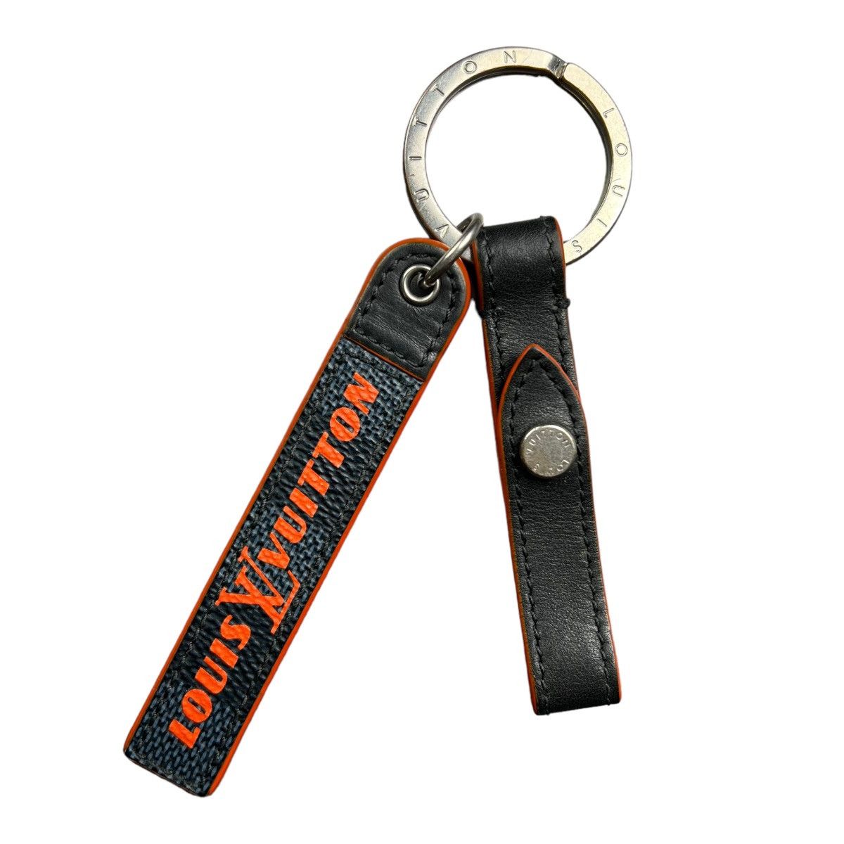 Pre-owned Louis Vuitton Damier Cobalt Race Keychain In Orange