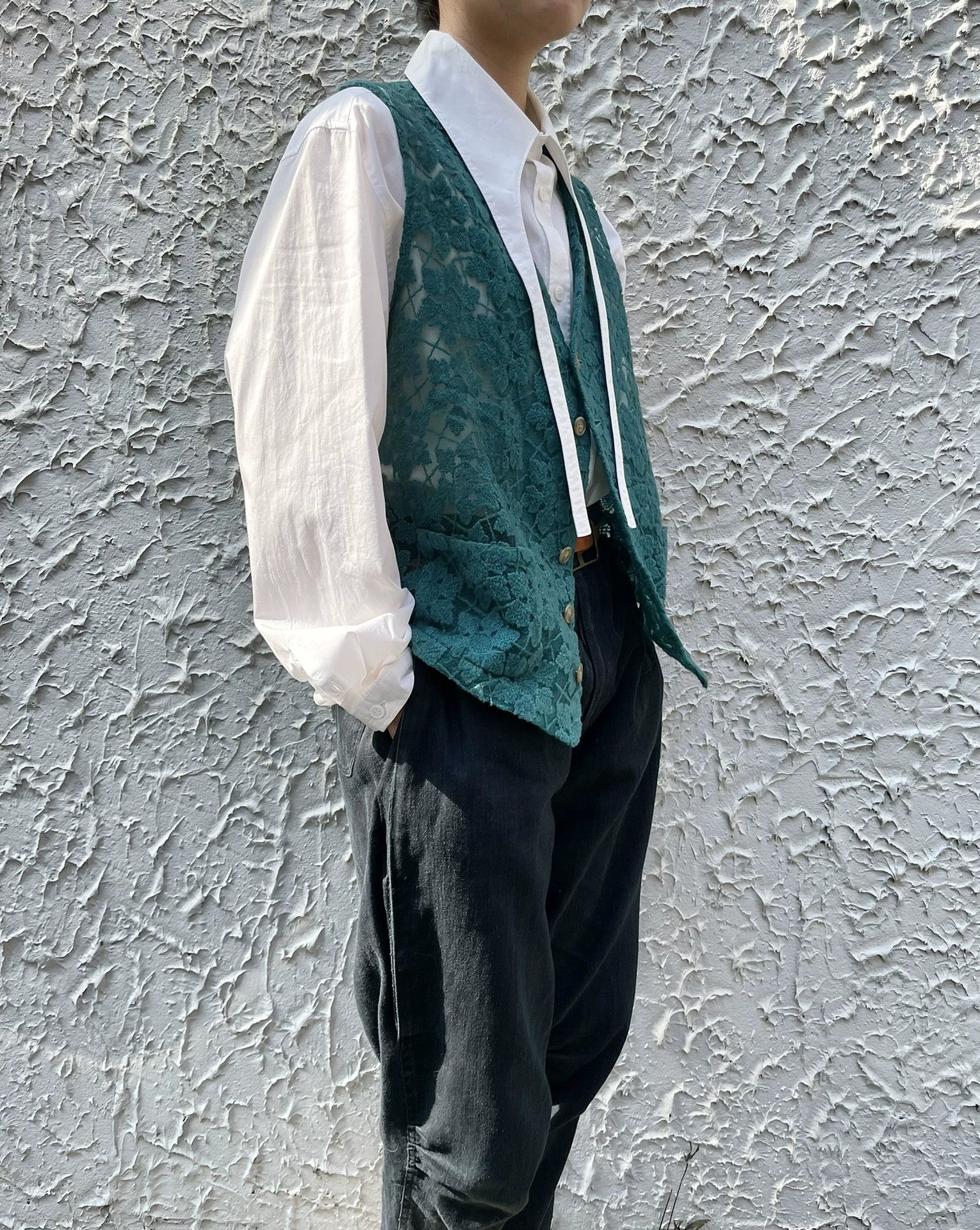Yohji Yamamoto YOHJI YAMAMOTO 1992ss Teal Openwork Knit Vest M Size US M / EU 48-50 / 2 - 4 Thumbnail