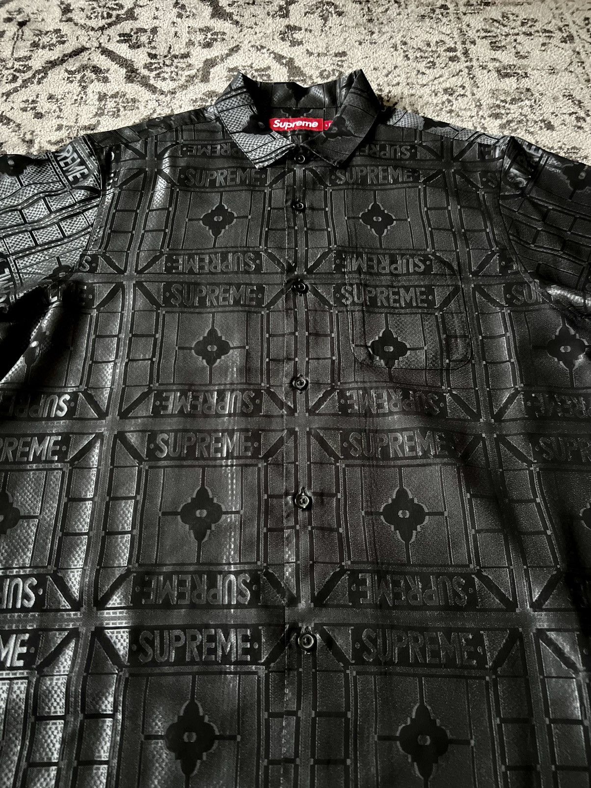 Supreme SUPREME TRAY JACQUARD S/S SHIRT BLACK Size US L / EU 52-54 / 3 - 3 Thumbnail