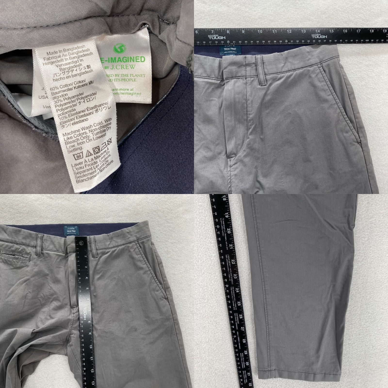 J.Crew J.CREW 484 Slim Tech Pants Mens 28x32 Gray Stretch Preppy Travel Midweight Size US 28 / EU 44 - 8 Thumbnail