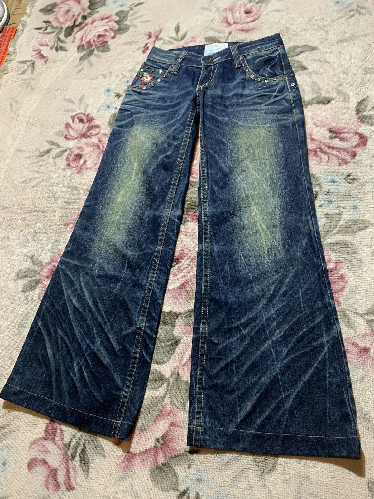 If Six Was Nine Insane 🔥 Yoshitomo nara x lolita jeans floral baggy jeans Size 29" - 6 Thumbnail