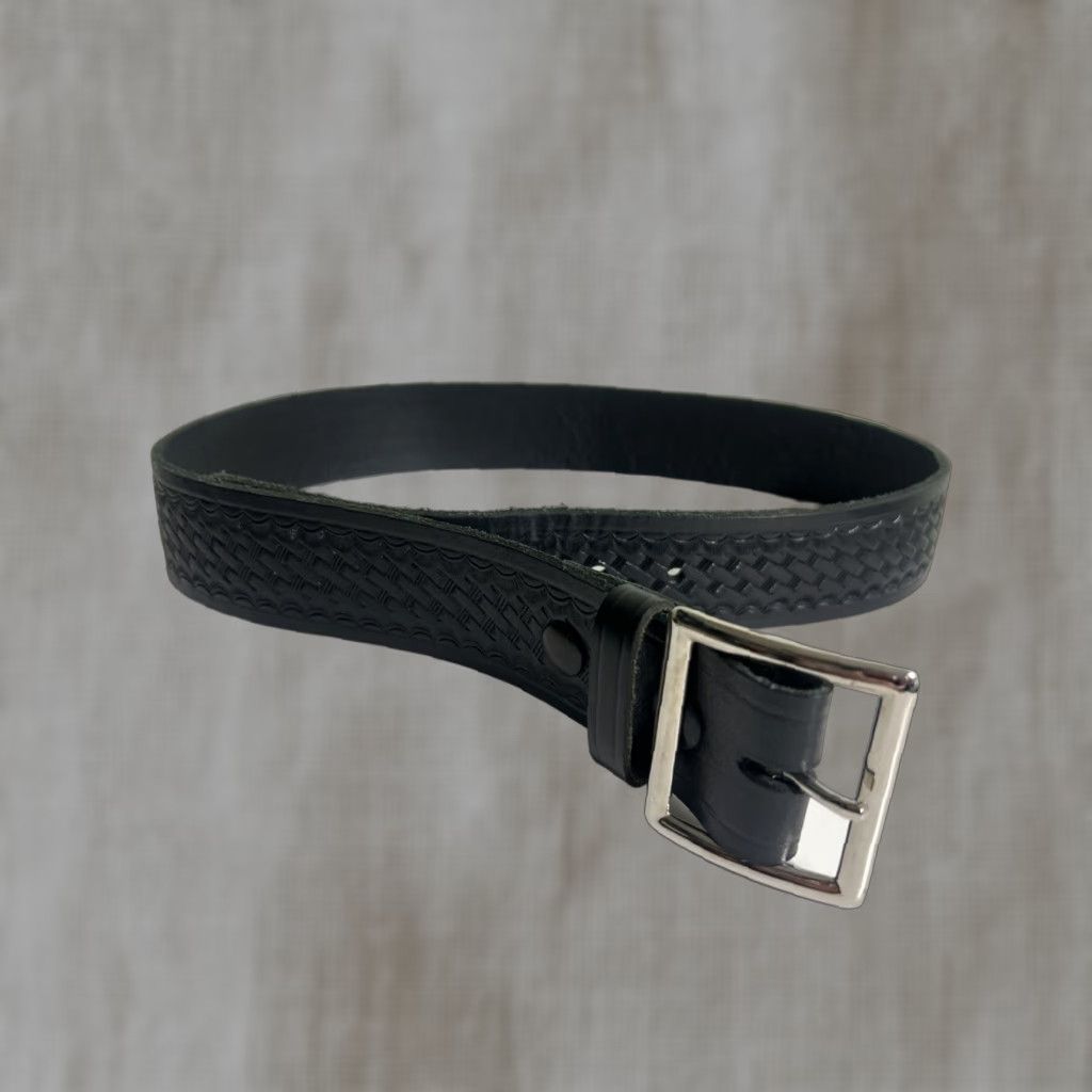 Vintage Blumenthal Belt Leather Black Size 34 Embossed Men Belt Size 34 - 1 Thumbnail