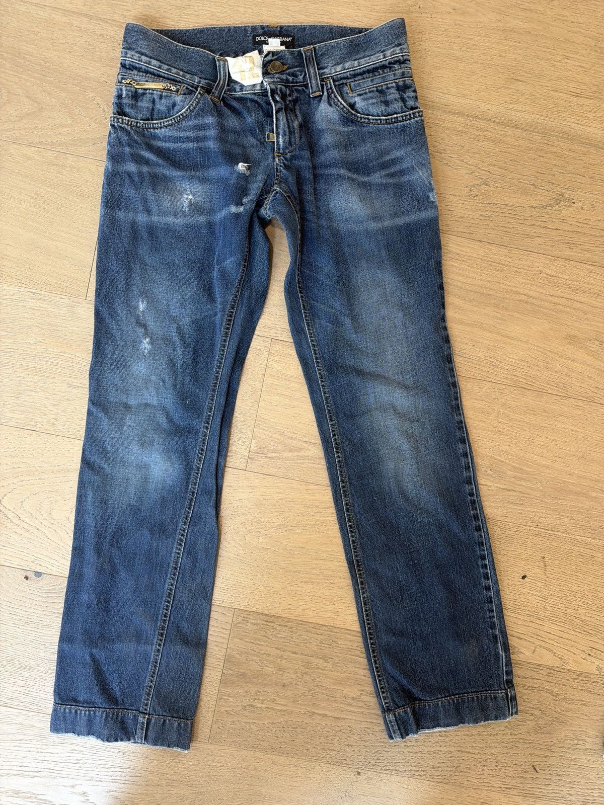 Dolce & Gabbana Dolce & Gabbana Mainline Medium Wash Distressed Jeans Size US 30 / EU 46 - 4 Thumbnail