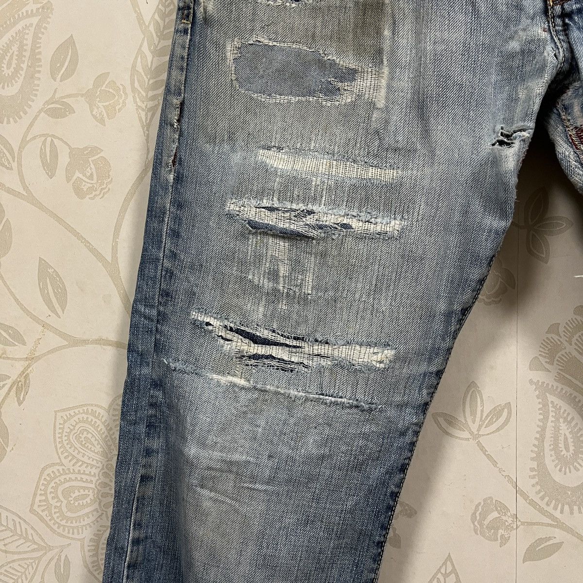 Armani × If Six Was Nine Ripped Distressed Armani Jeans Faded Blue Size US 33 - 8 Thumbnail