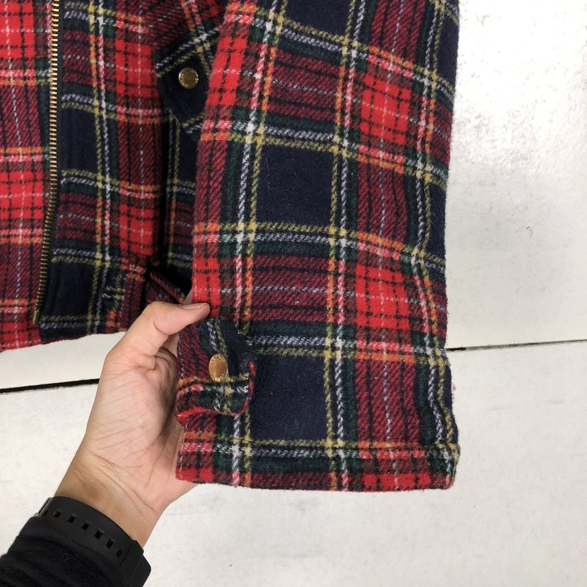 Issey Miyake 🔥VINTAGE BIKER JACKET DOUBLE BREAST JOYRICH JAPAN TARTAN Size US L / EU 52-54 / 3 - 16 Thumbnail
