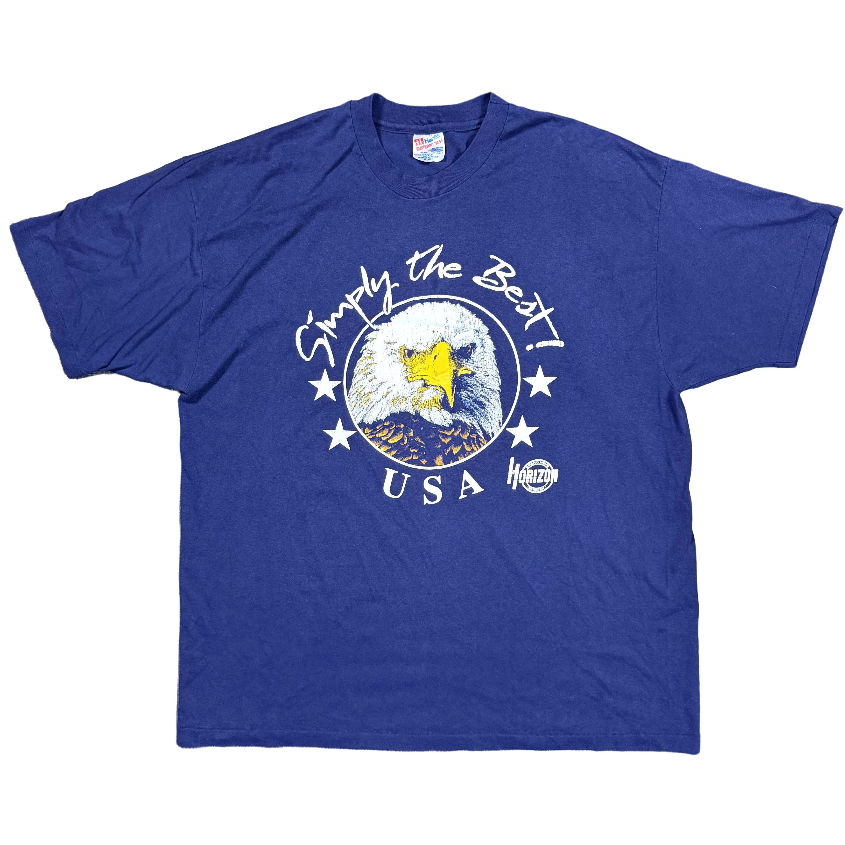 Vintage Vintage Single Stitch Eagle USA Horizon 90s T-Shirt XXL Blue Size US XXL / EU 58 / 5 - 1 Thumbnail