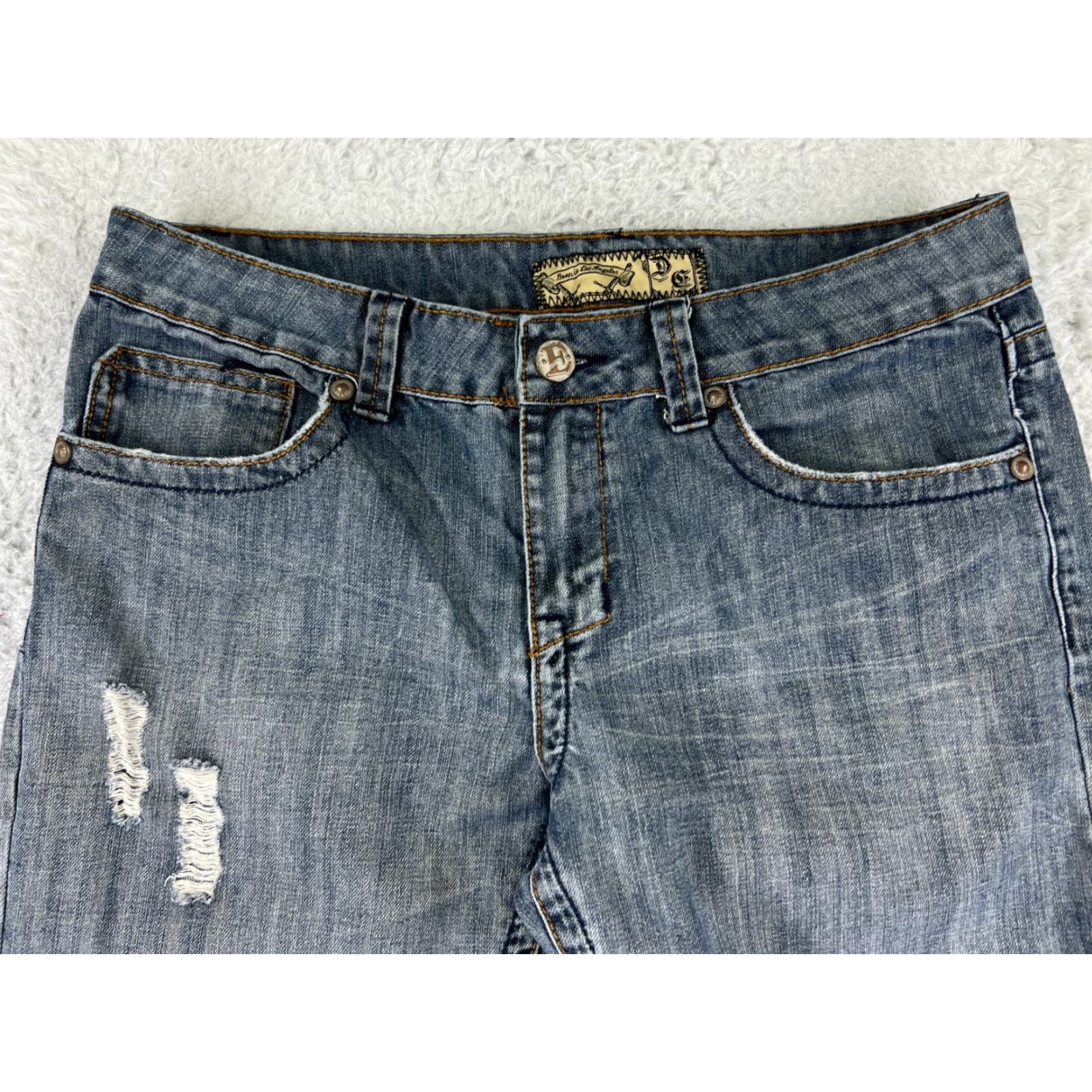 Denime Division E Jeans Mens 32 Blue Denim Distressed 100% Cotton LA 32x30 Jeans Size US 32 / EU 48 - 4 Thumbnail