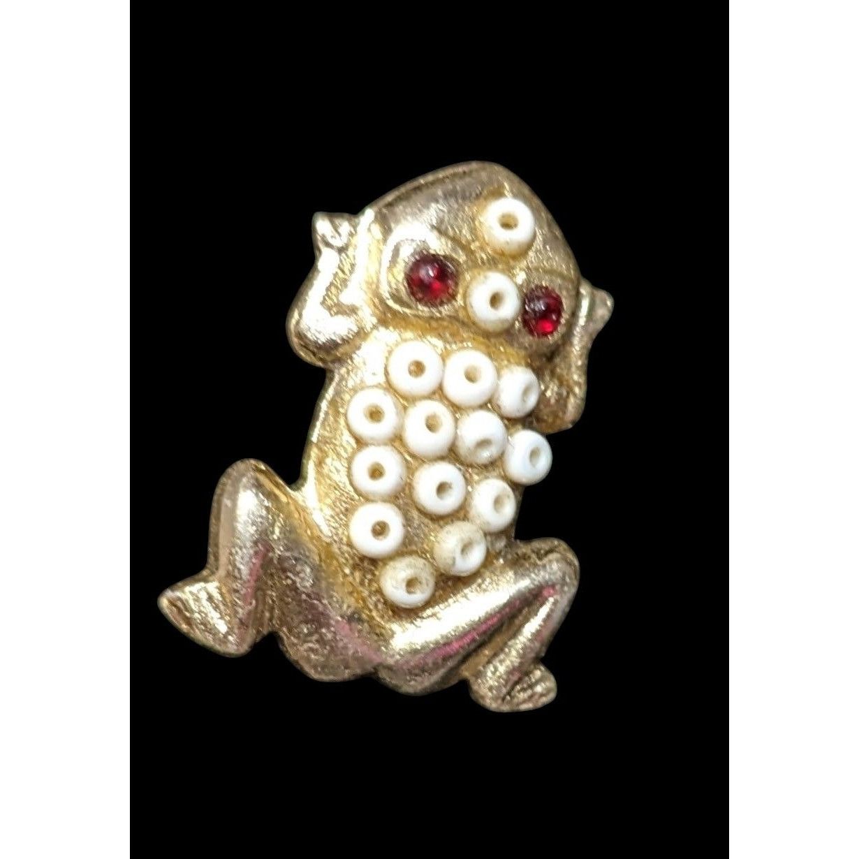 Other Vintage Beaded Gold Tone Metal Frog Brooch Made In Hong Kong Size ONE SIZE - 1 Thumbnail