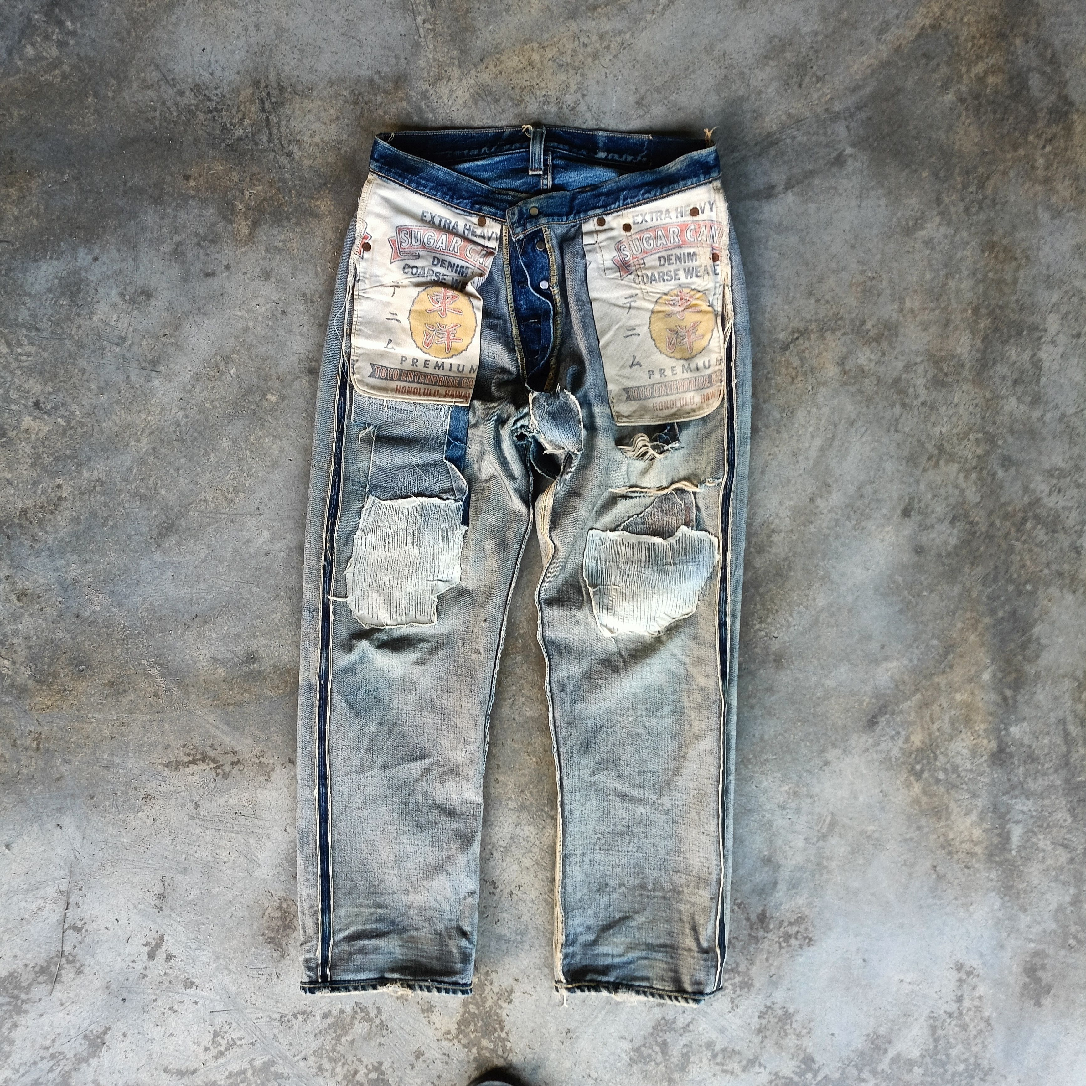 Japanese Brand Distressed Denim Sugar Cane Size US 32 / EU 48 - 2 Thumbnail