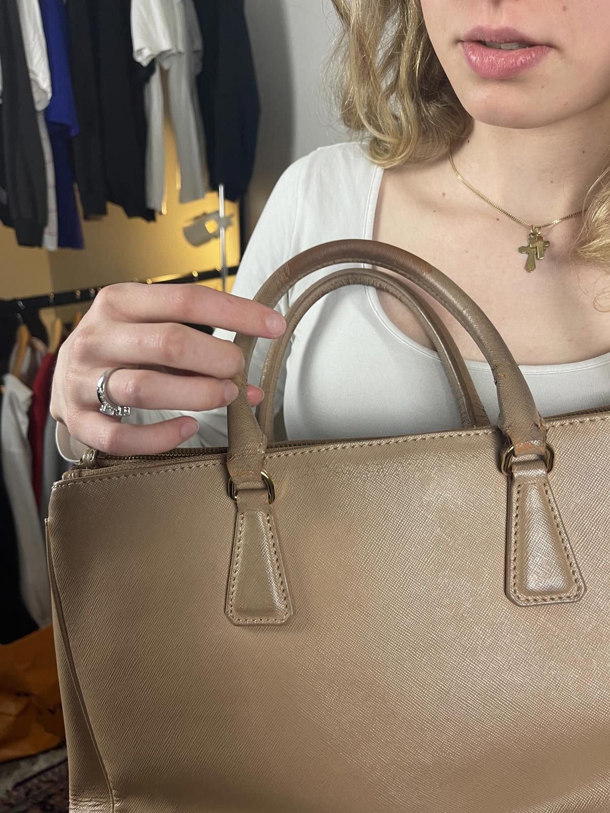 Prada Prada - Beige Leather Tote Bag Size ONE SIZE - 8 Thumbnail