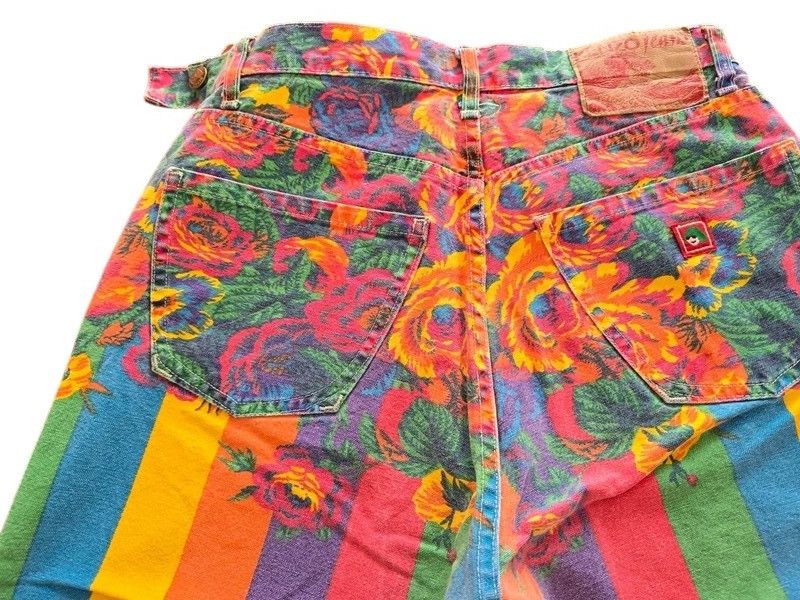 Kenzo Vintage 80s Kenzo Rainbow Floral Pride Pants Size 30 Fits 27 Size 28" / US 6 / IT 42 - 2 Thumbnail