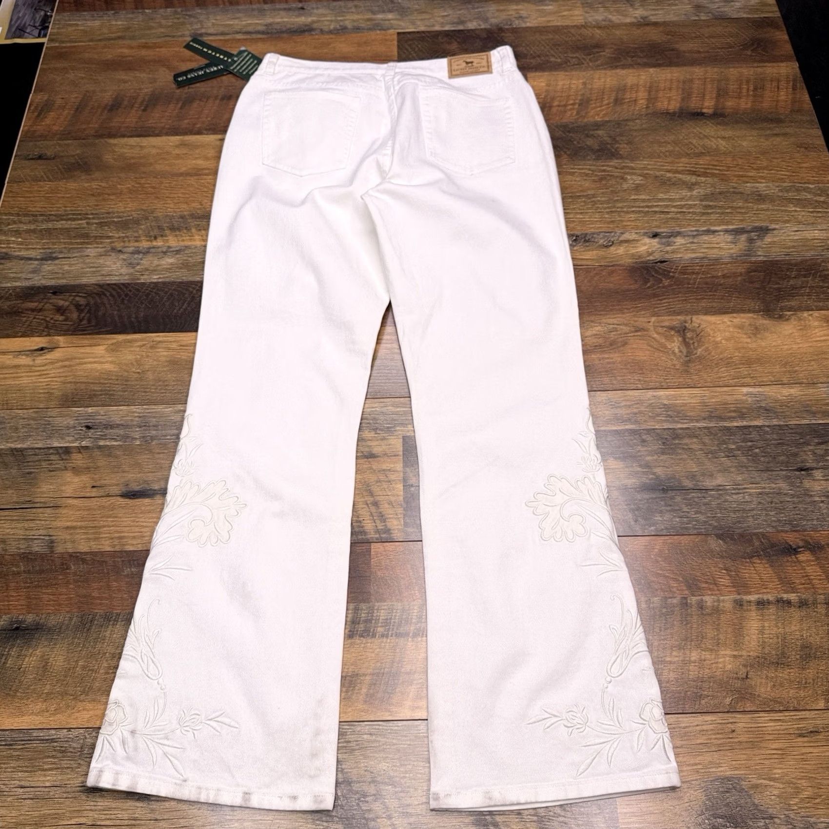 Ralph Lauren Lauren Ralph Lauren Jeans Womens 10 White Floral High Rise Stretch Denim 5-Pocket Regular Bootcut NWT Womens Jeans Size 32" / US 10 / IT 46 - 7 Thumbnail