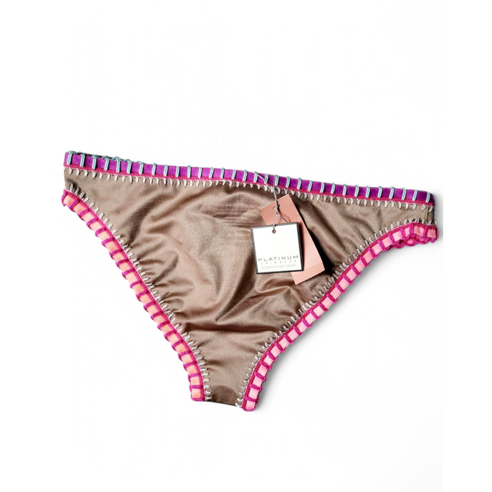 Other NWT PILYQ Platinum Crochet Trim Bikini Bottom Sandstone LG Size ONE SIZE - 2 Thumbnail