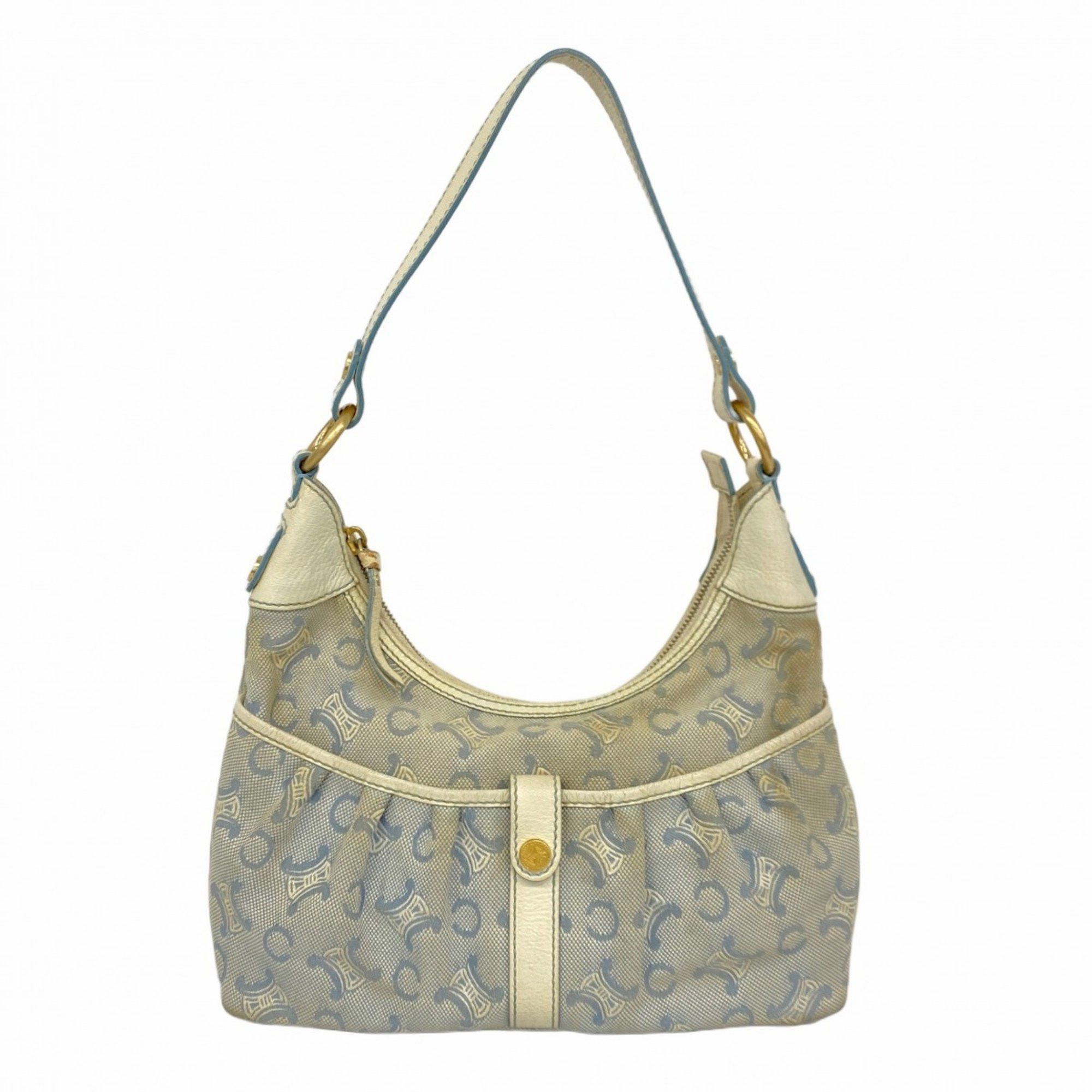 Celine Shoulder Bag C Macadam Canvas Blue Women's