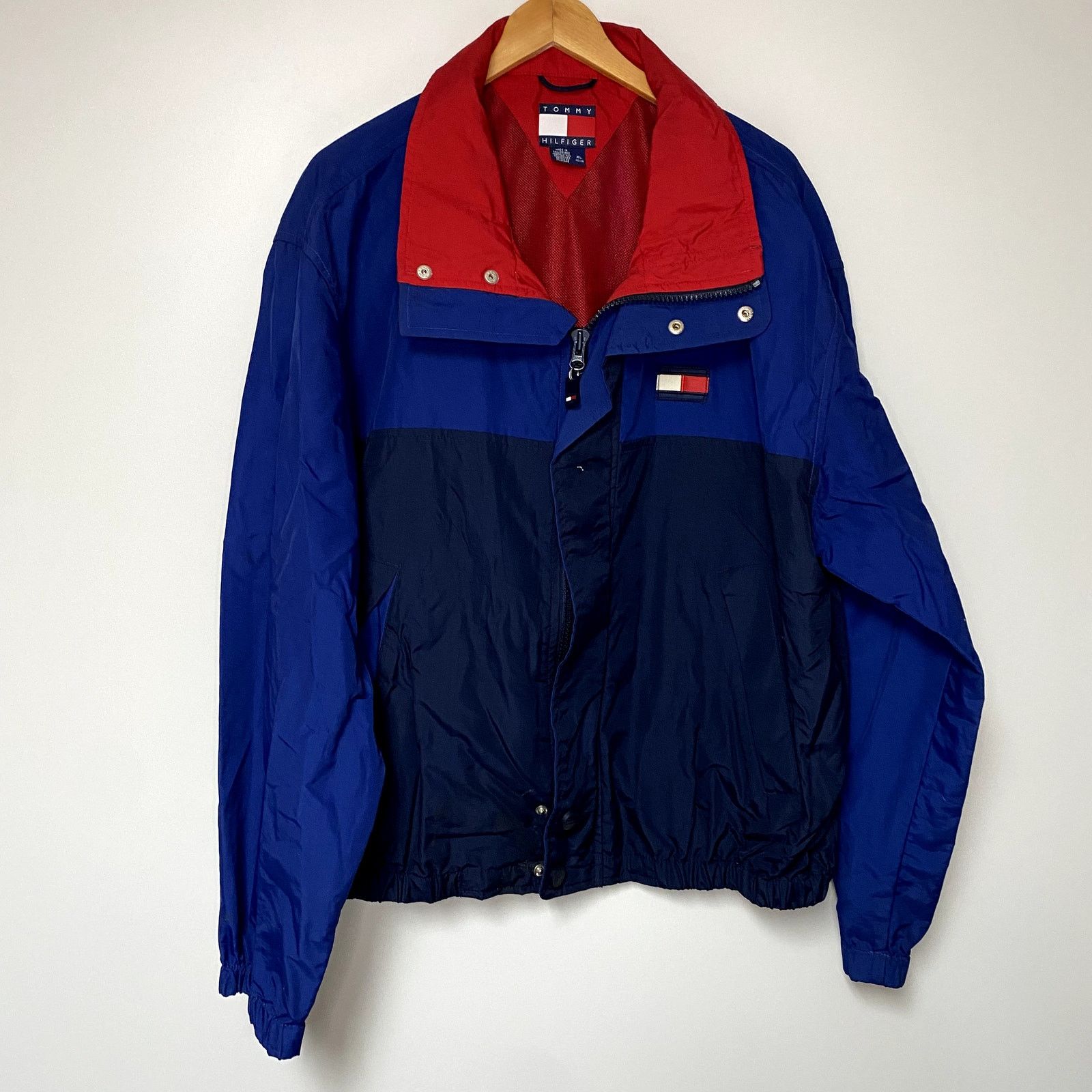 Vintage Tommy Hilfiger Jacket 90s Blue Windbreaker Retro Vtg Light 