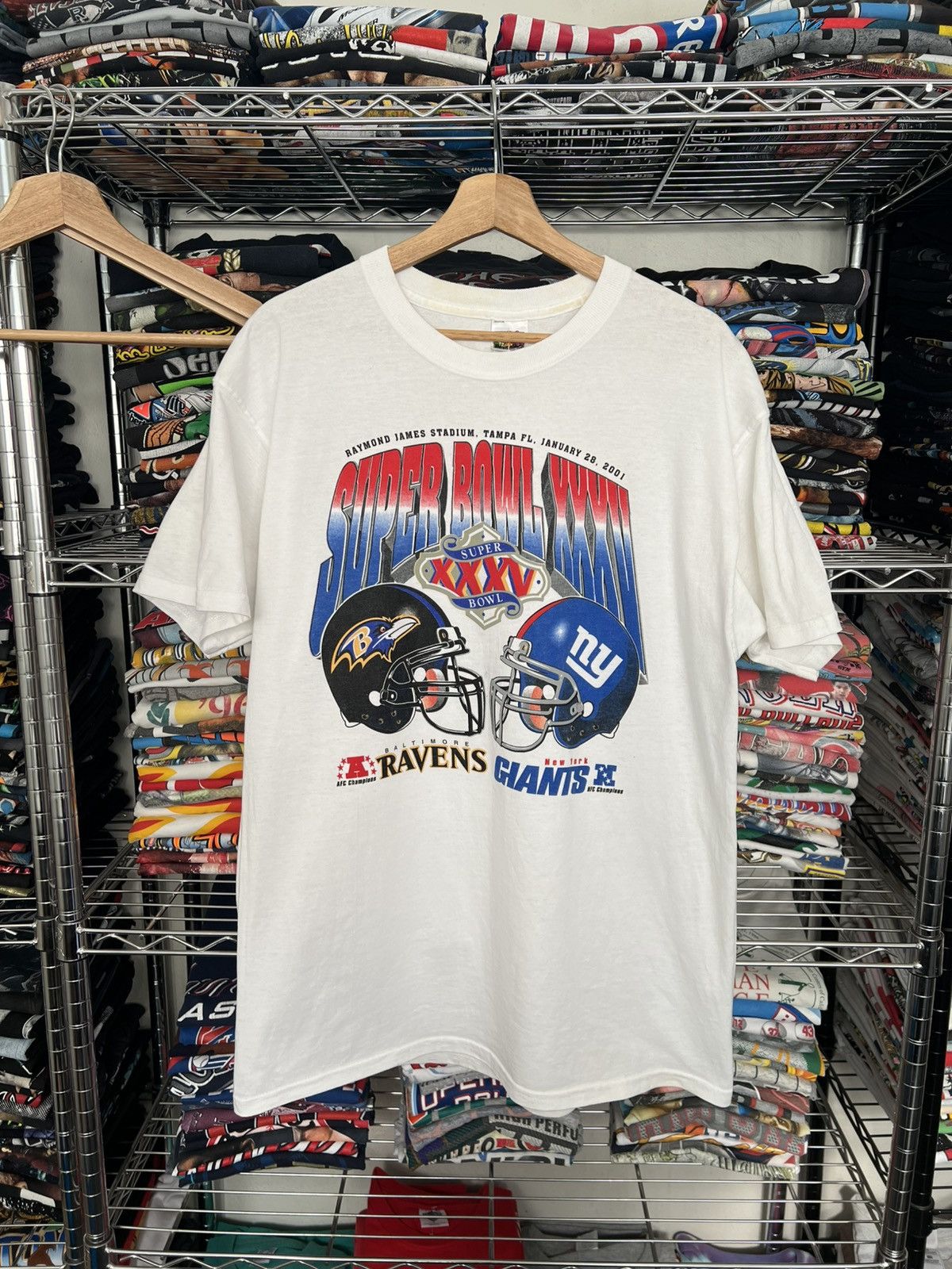 NFL 2001 Super Bowl XXXV Ravens vs Giants Tee Size US XL / EU 56 / 4 - 1 Thumbnail