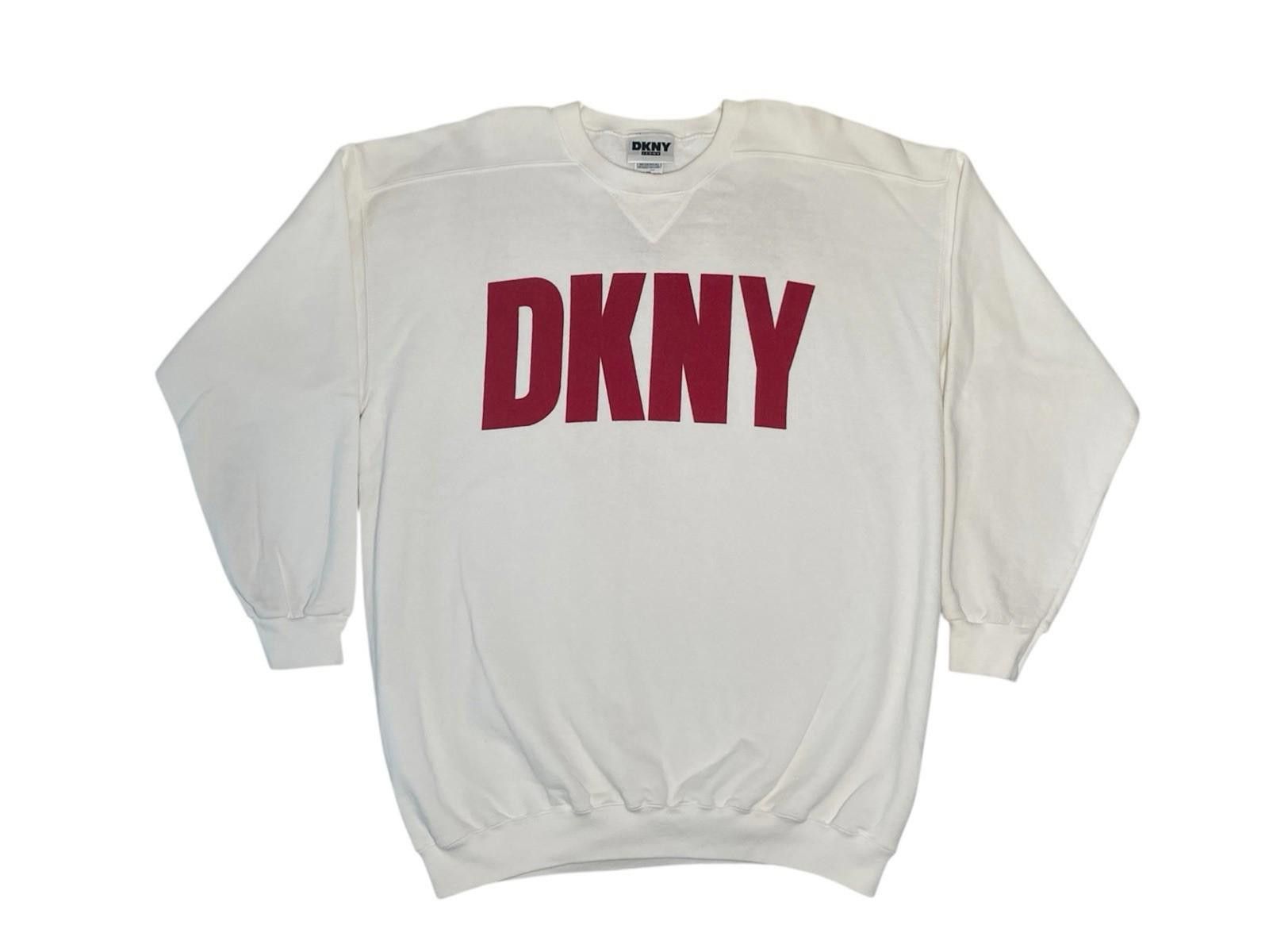 DKNY 1990s DKNY Donna Karen New York White Boxy USA Sweatshirt XL Size US XL / EU 56 / 4 - 1 Thumbnail