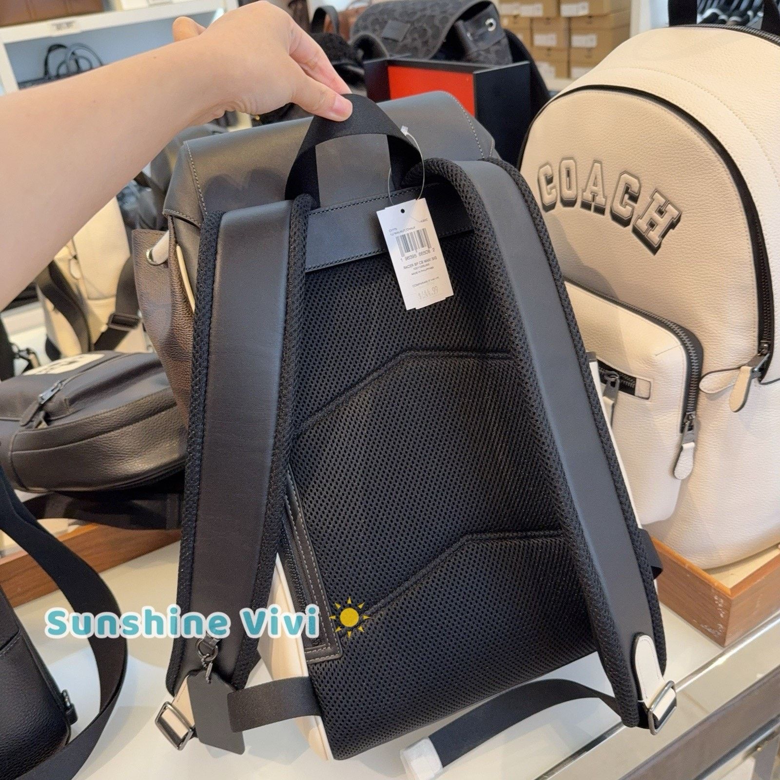 Coach NWT COACH CY775 Racer Backpack Blocked Leather Walnut Chalk Size ONE SIZE - 4 Thumbnail