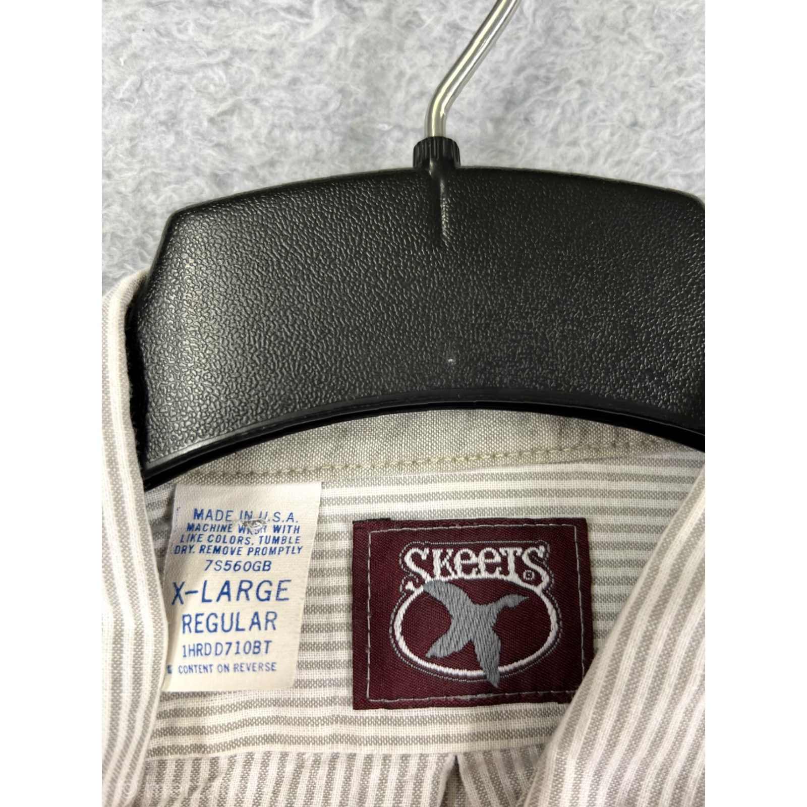 Vintage Skeets Shirt Mens XL Gray Striped Button-Up Cotton Pocket Size US XL / EU 56 / 4 - 3 Thumbnail