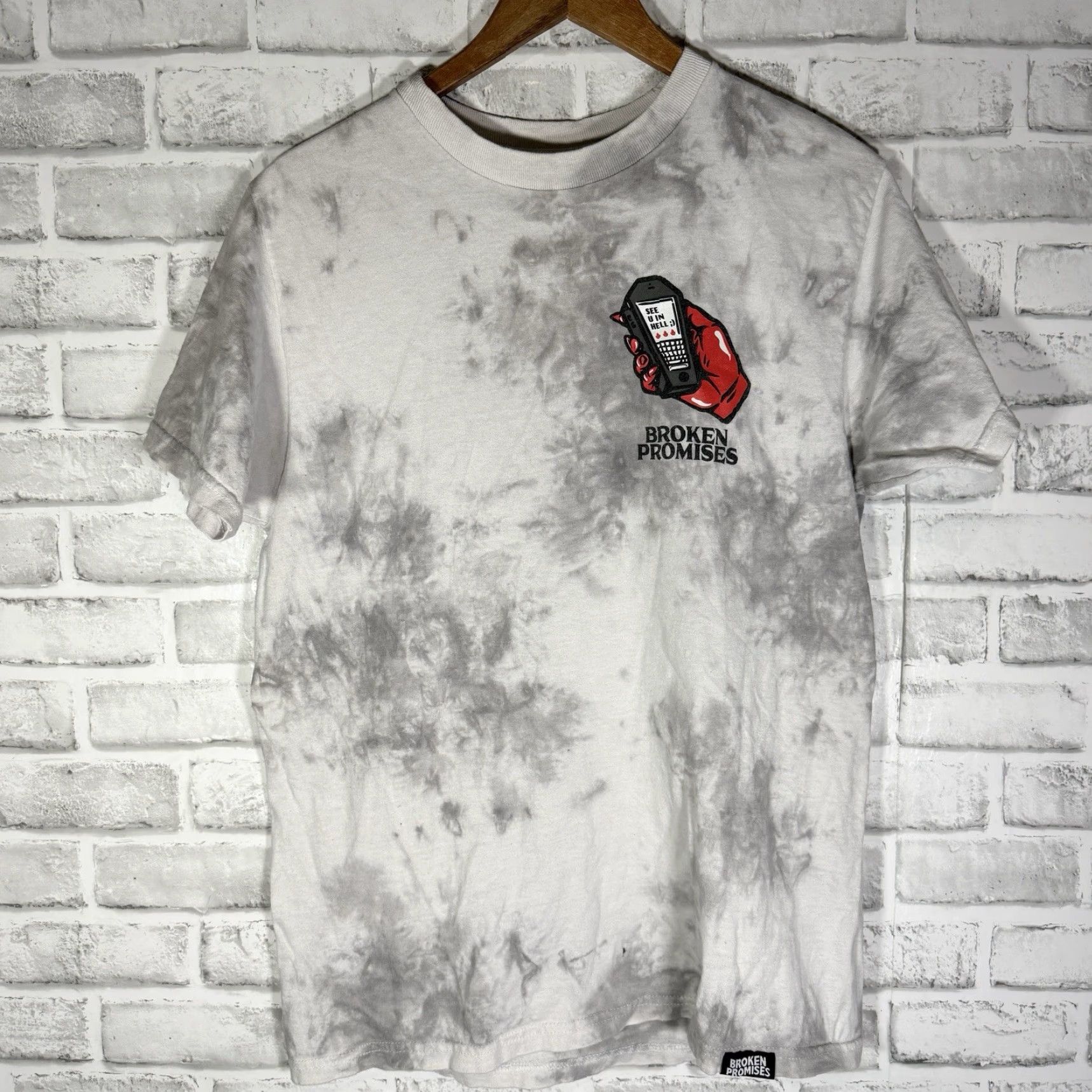 Broken Promises Co. BROKEN PROMISES Graphic Tee 100% Cotton Adult Medium Gray Mens Size US M / EU 48-50 / 2 - 2 Thumbnail
