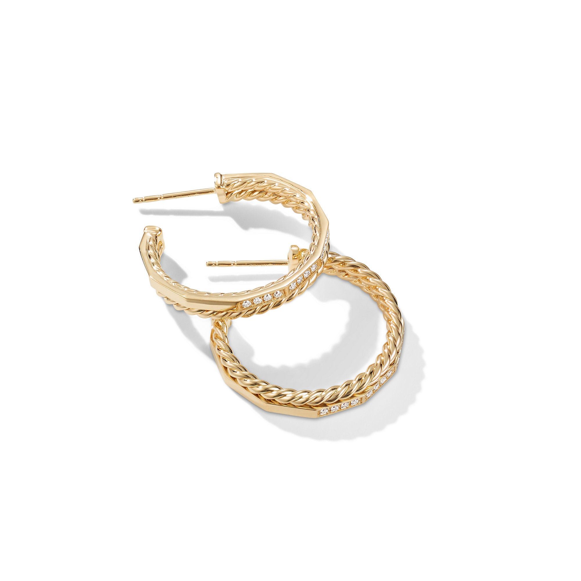 David Yurman o1w1db10325 Earrings in 18K Gold with Diamonds & 24.5mm Size ONE SIZE - 2 Thumbnail