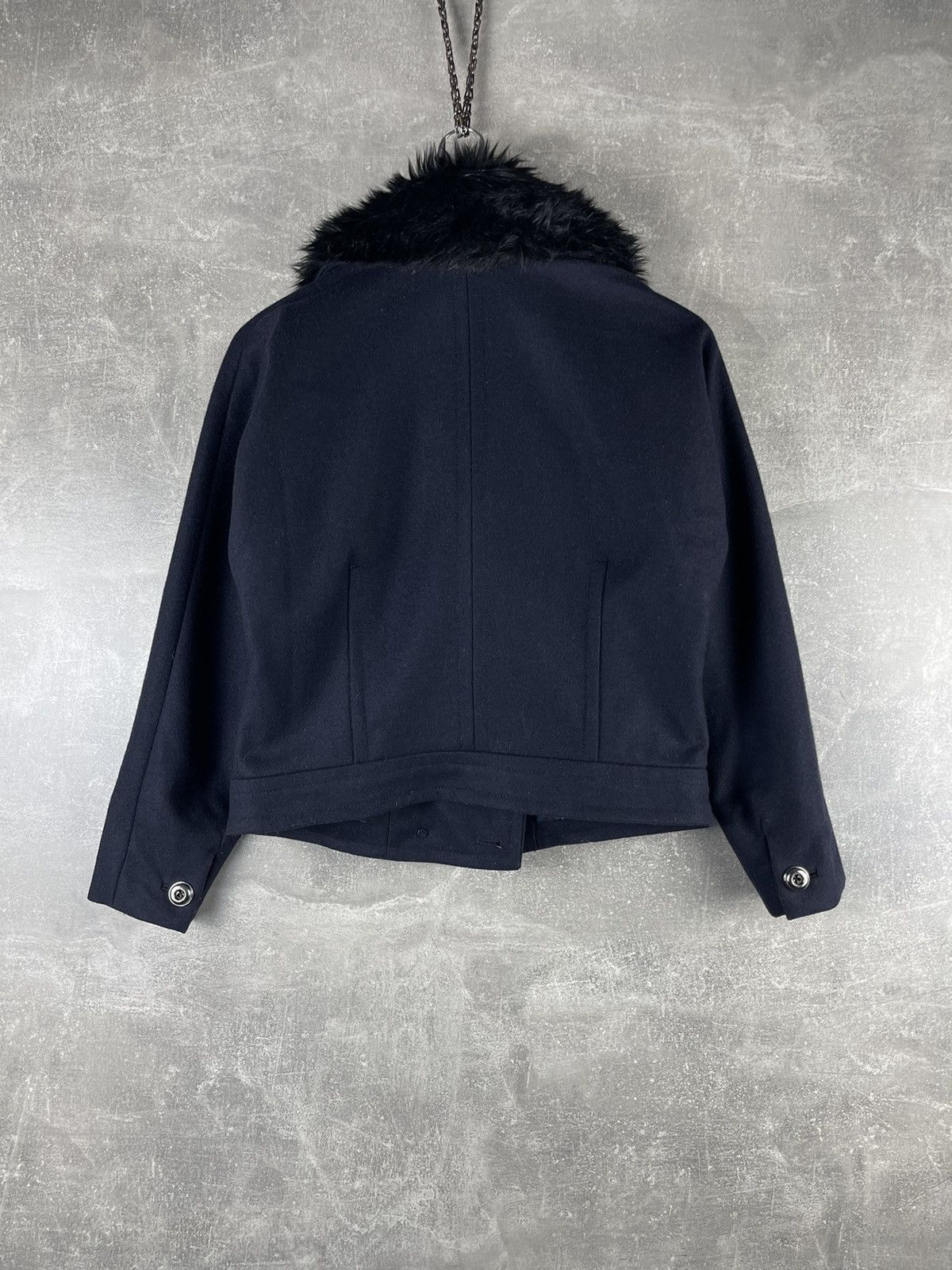Juicy Couture Y2K Juicy Couture Cropped Wool Jacket Faux Fur Collar Blue Size L / US 10 / IT 46 - 6 Thumbnail
