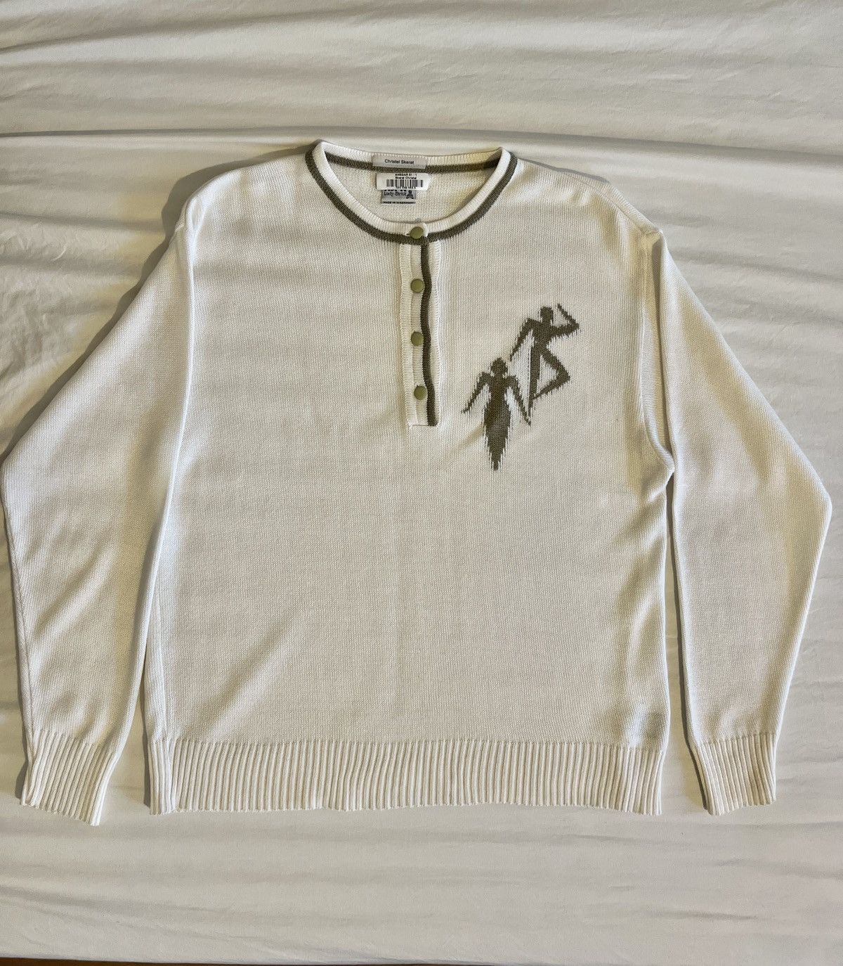 Vintage 70s Vintage West Germany Henley Sweater with Jacquard motif Size US S / EU 44-46 / 1 - 1 Thumbnail