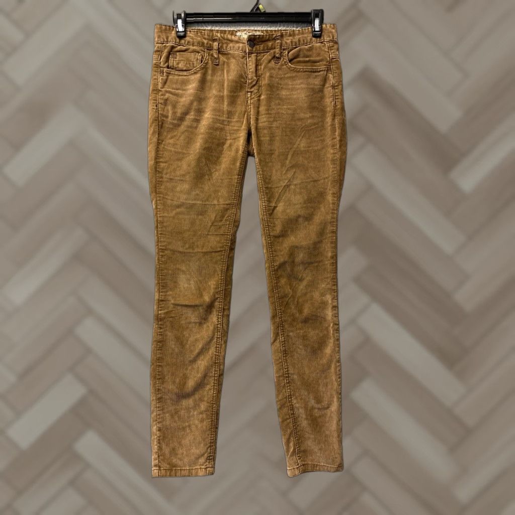 Free People Free People Pants Women 32 Brown Solid Corduroy Skinny High Waist Stretch Zip 32in Inseam Size 24" / US 00 / IT 34 - 1 Thumbnail